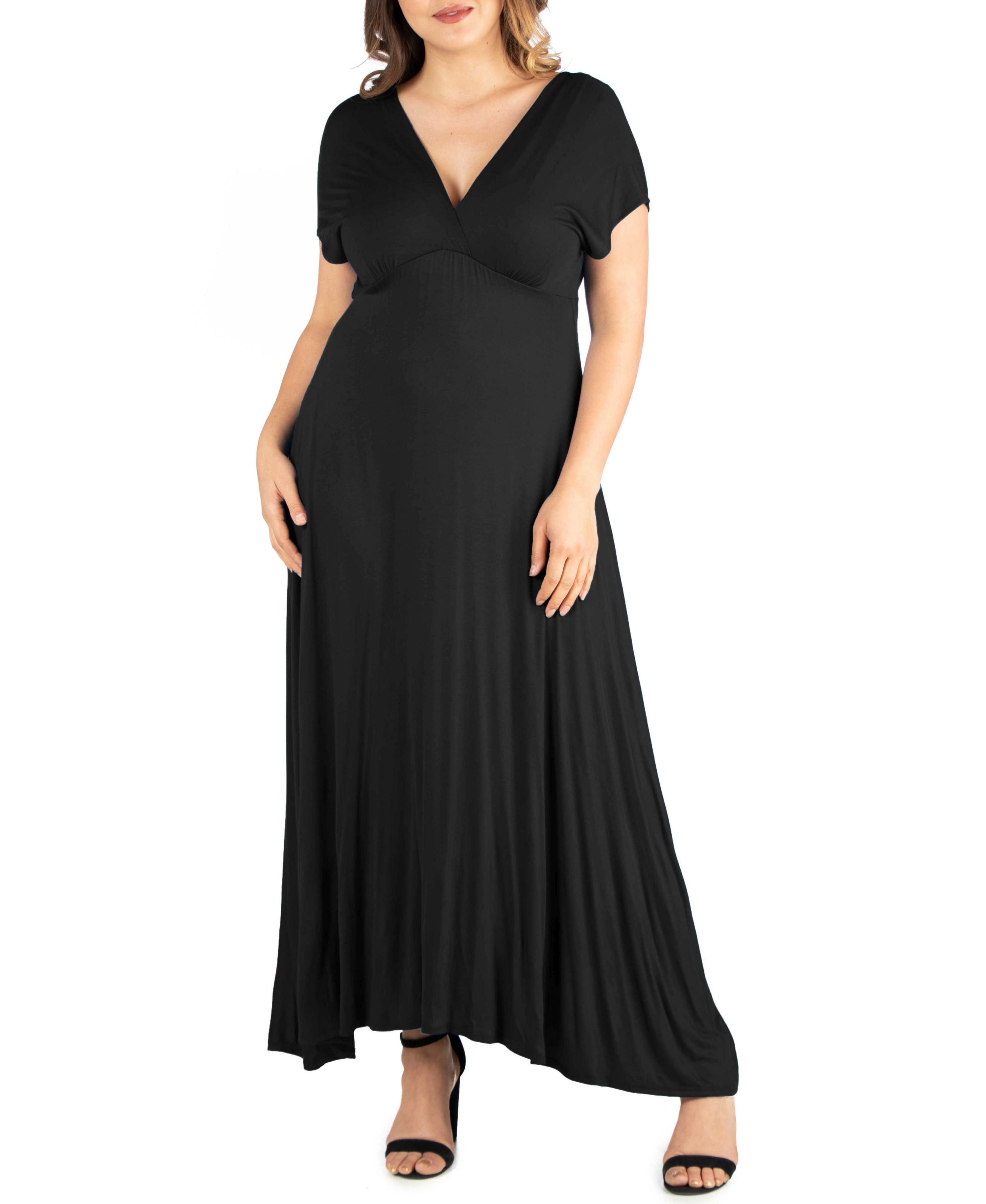 Plus Size Empire Waist V-neck Maxi Dress