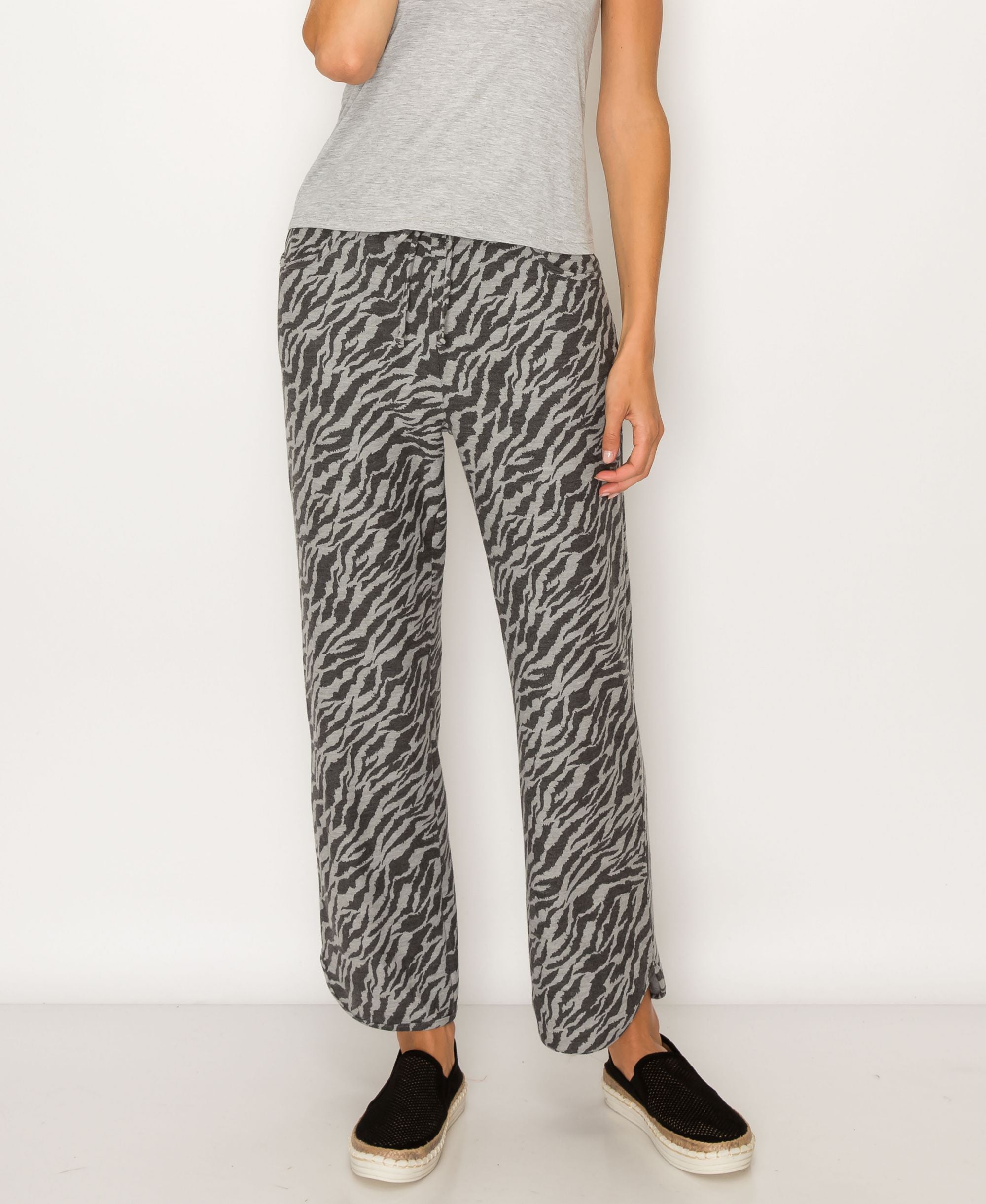 Coin 1804 Womens Zebra French Terry Vent Hem Pocket Pant
