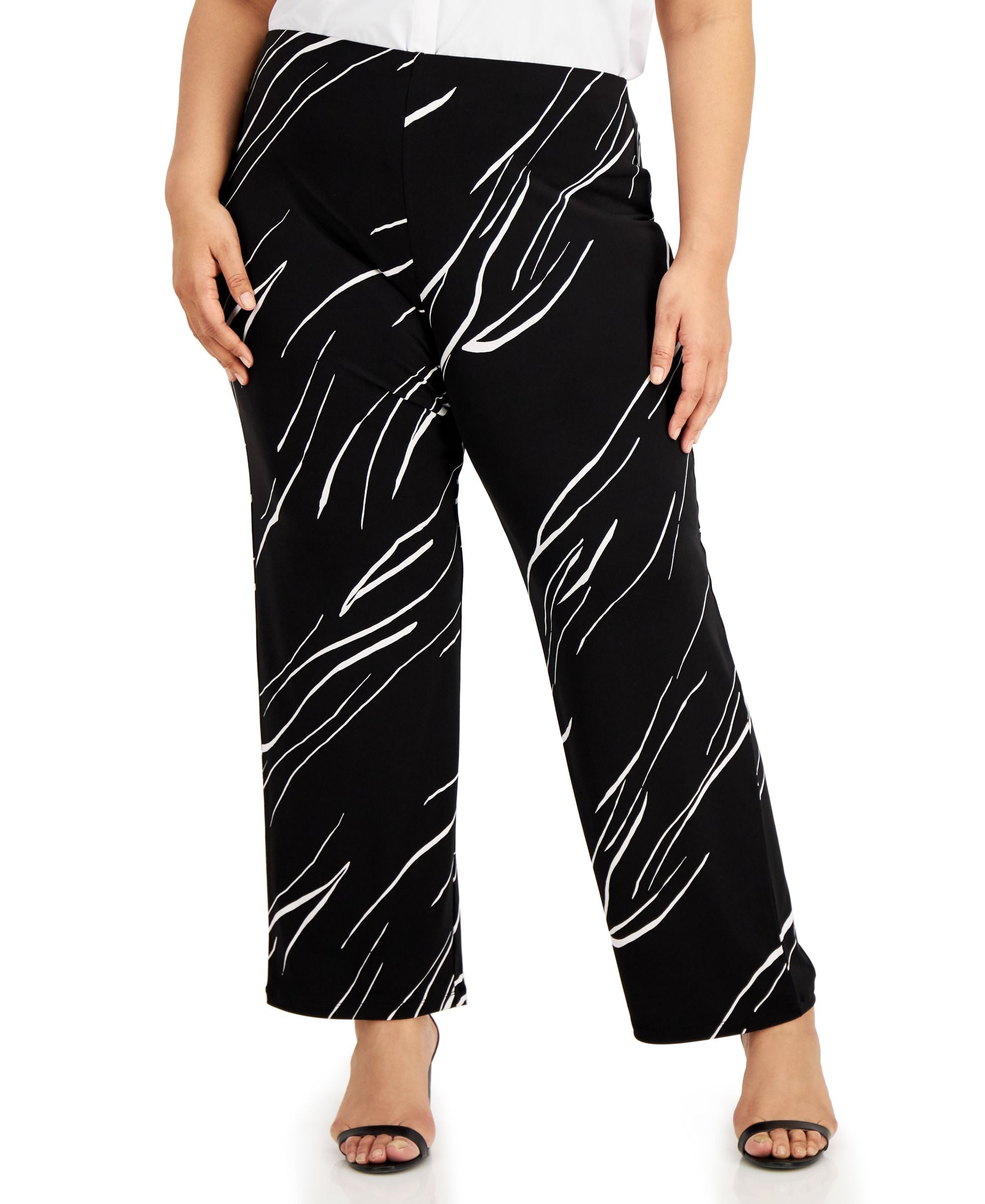 Plus Size Printed Wide-Leg Soft Pants