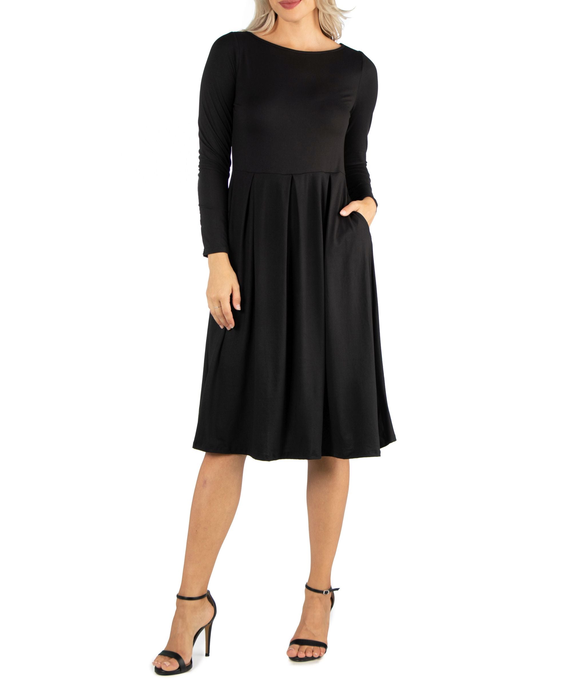 Womens Midi Length Fit & Flare Dress