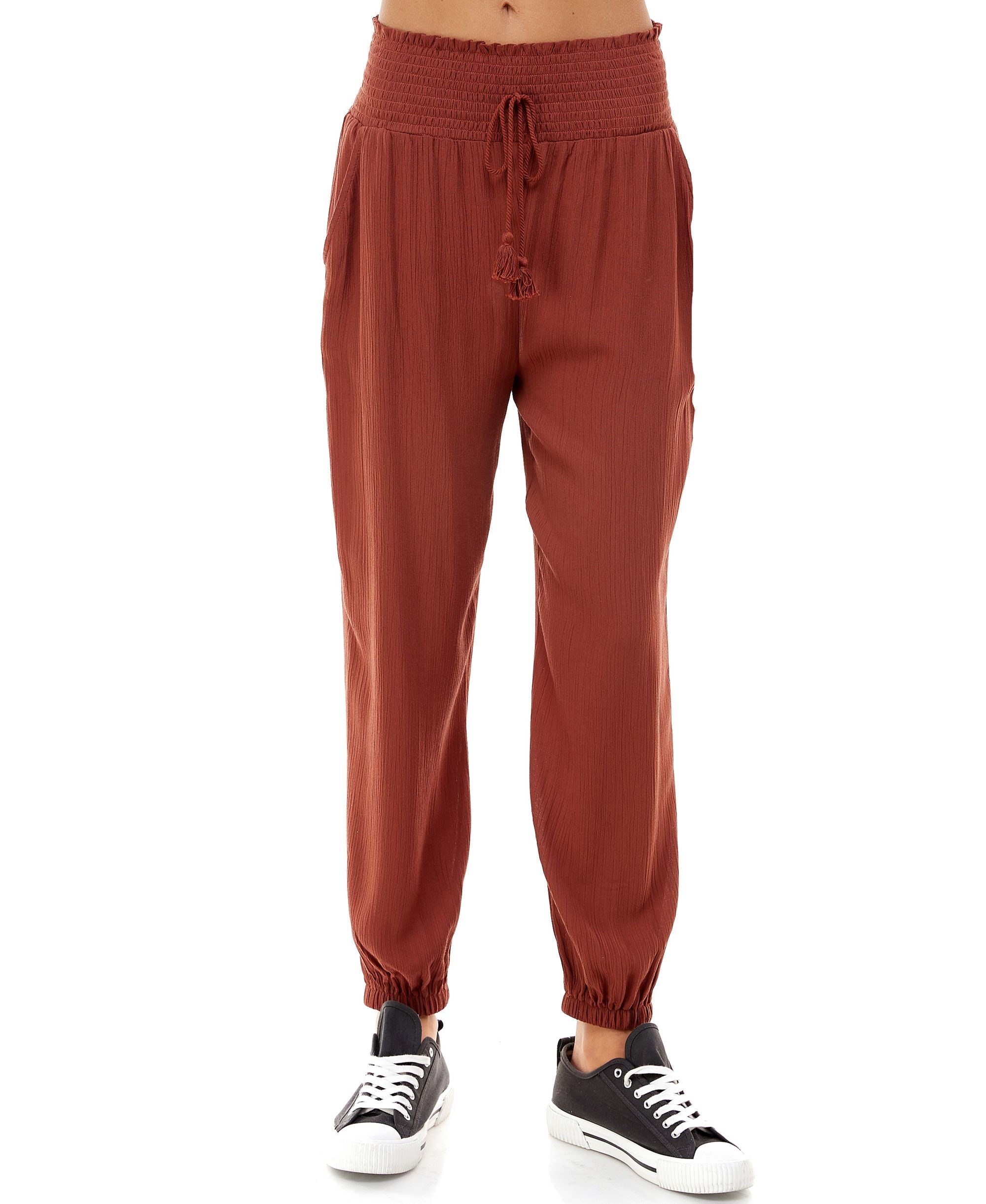 Juniors' Smocked Jogger Pants