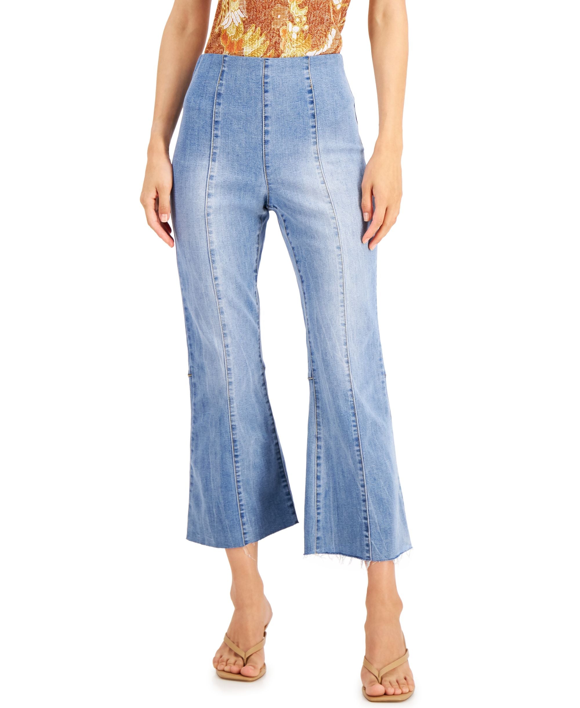 INC International Concepts Womens High Rise Crop Flare Pull On Jean