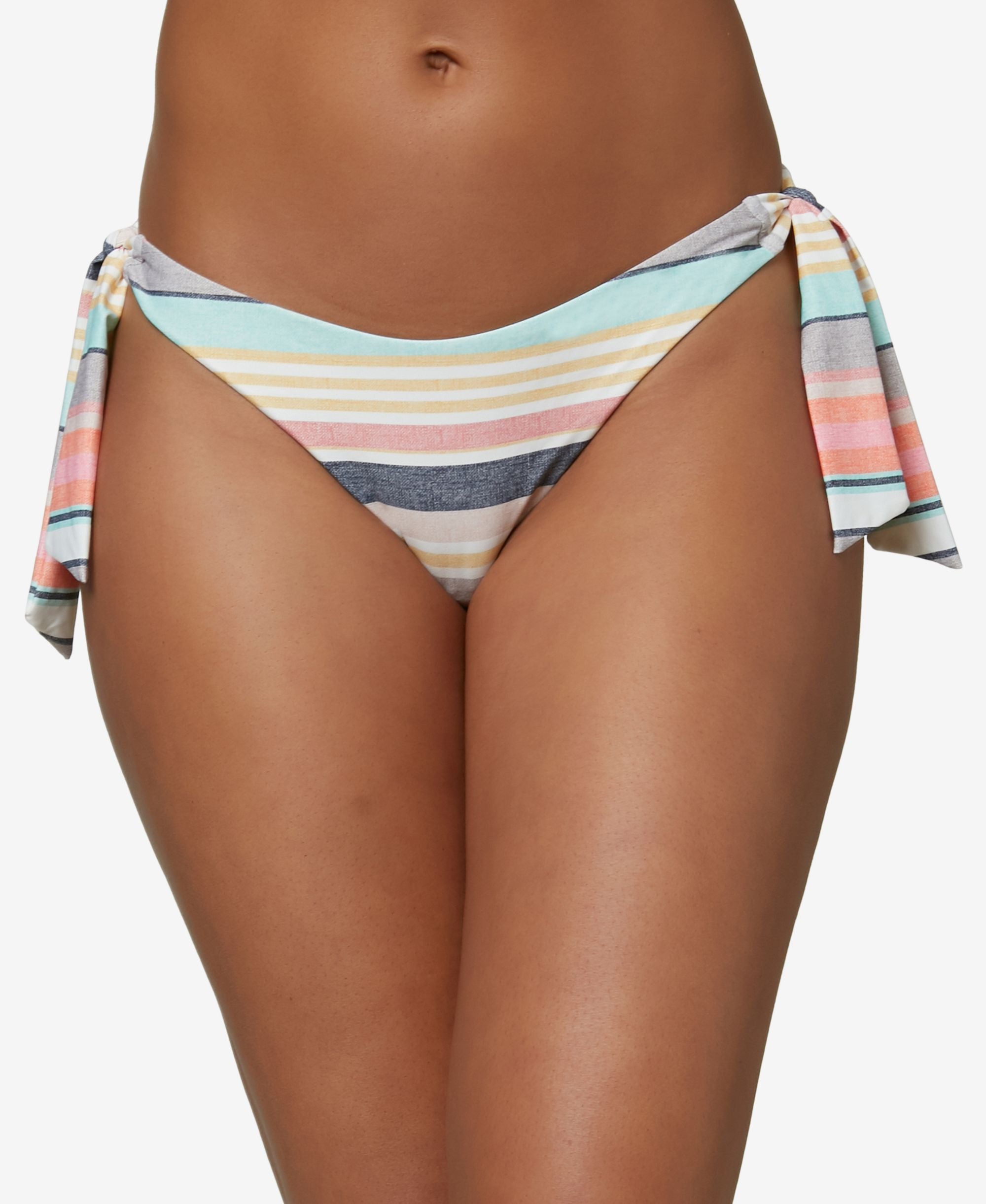 Juniors' Maho Cruz Striped Cheeky Bikini Bottoms