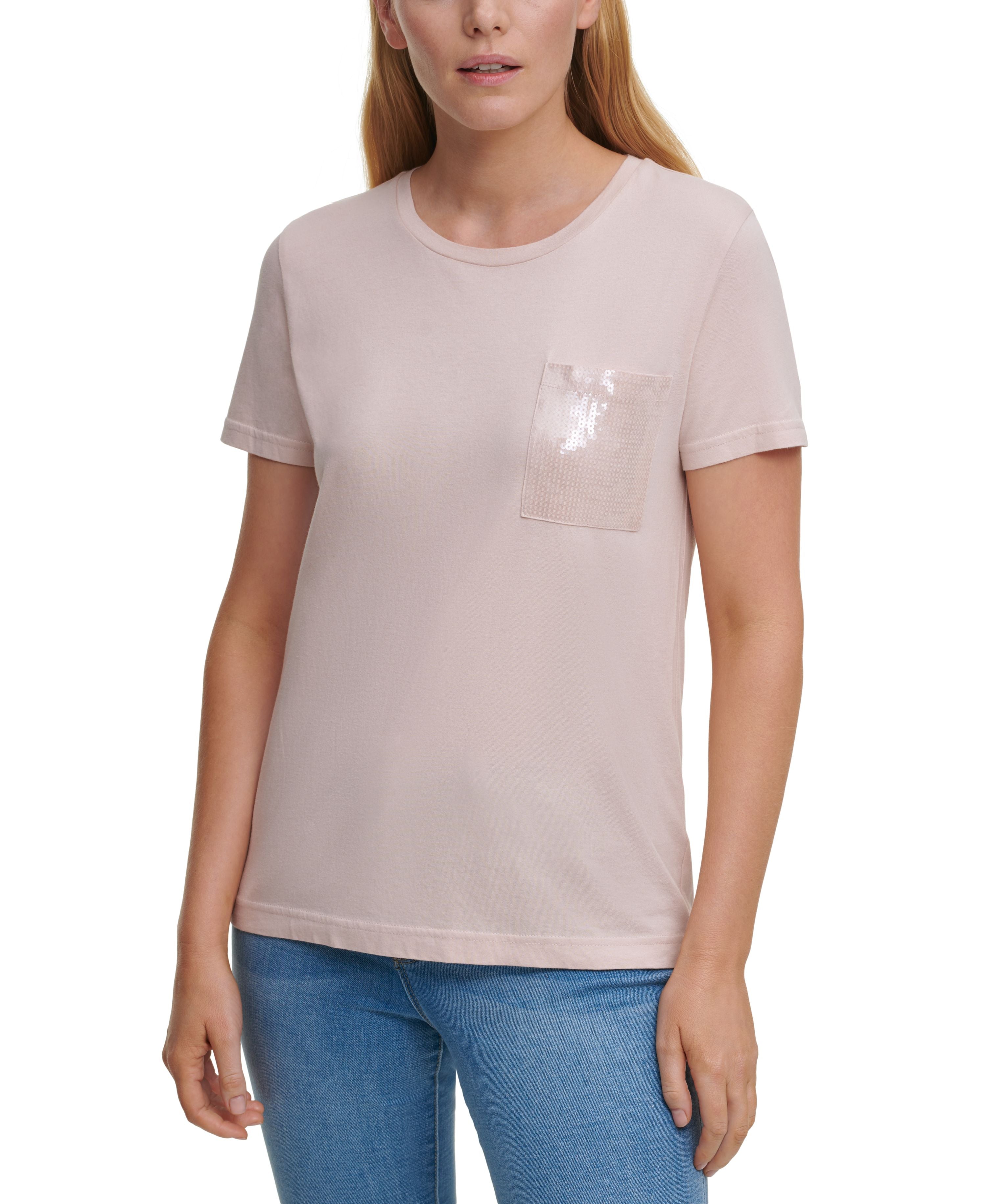 Short Sleeve Sequin Pocket T-Shirt