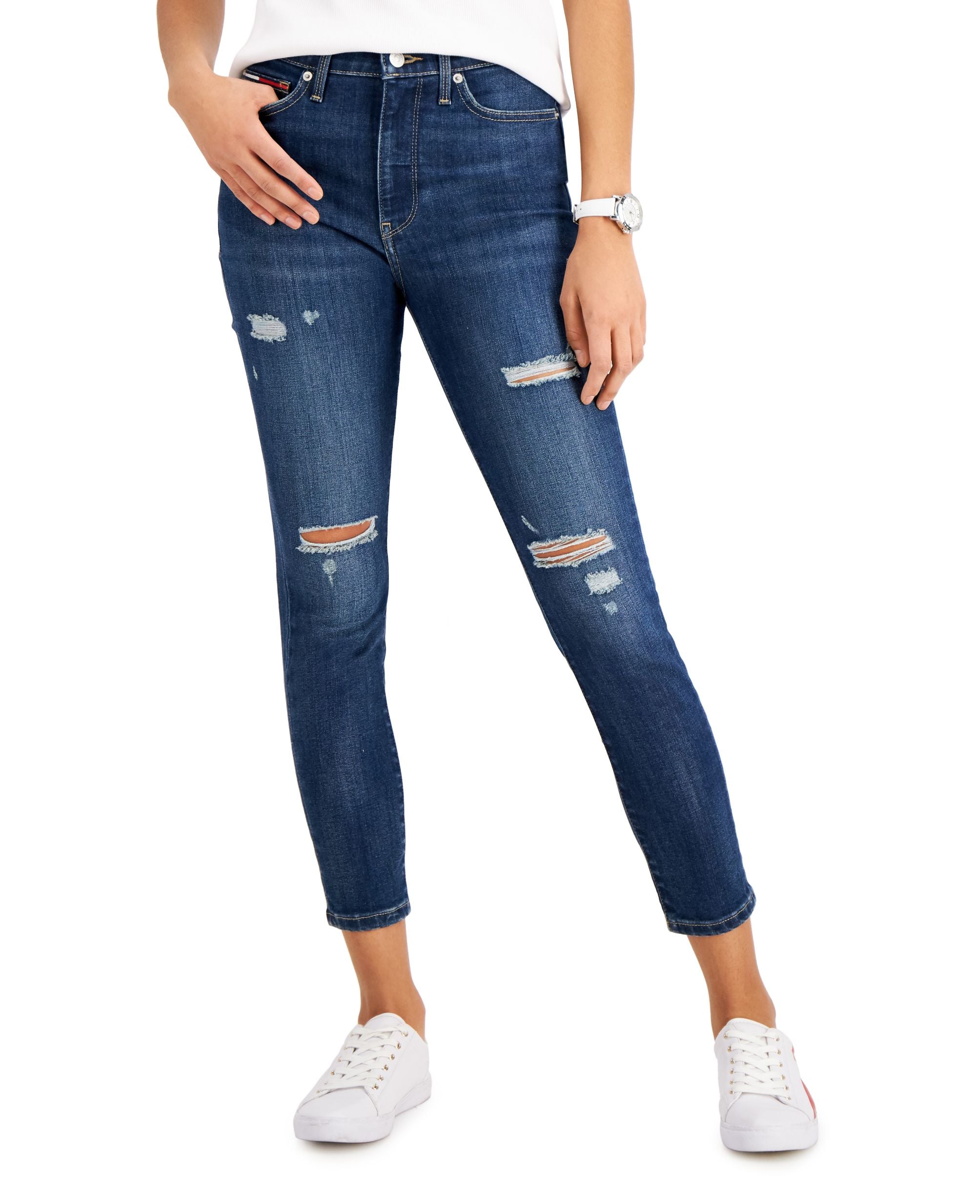 TH Flex Ripped Skinny Ankle Jeans