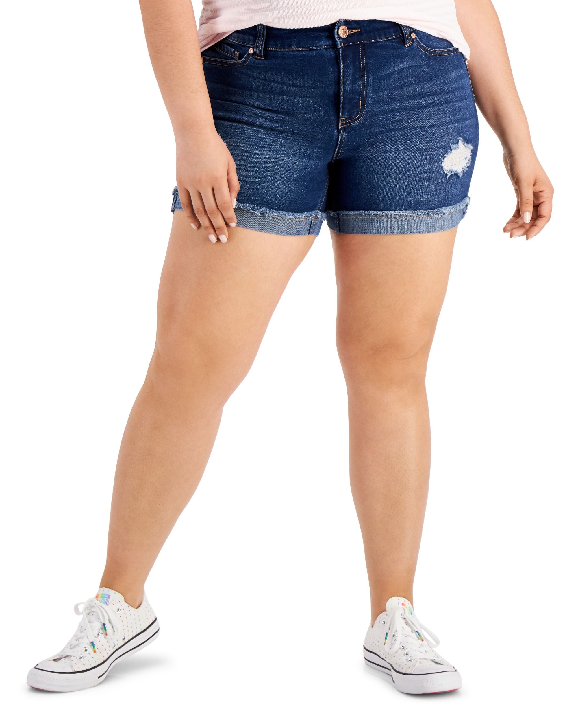 Celebrity Pink Trendy Plus Size Cuffed Denim Shorts