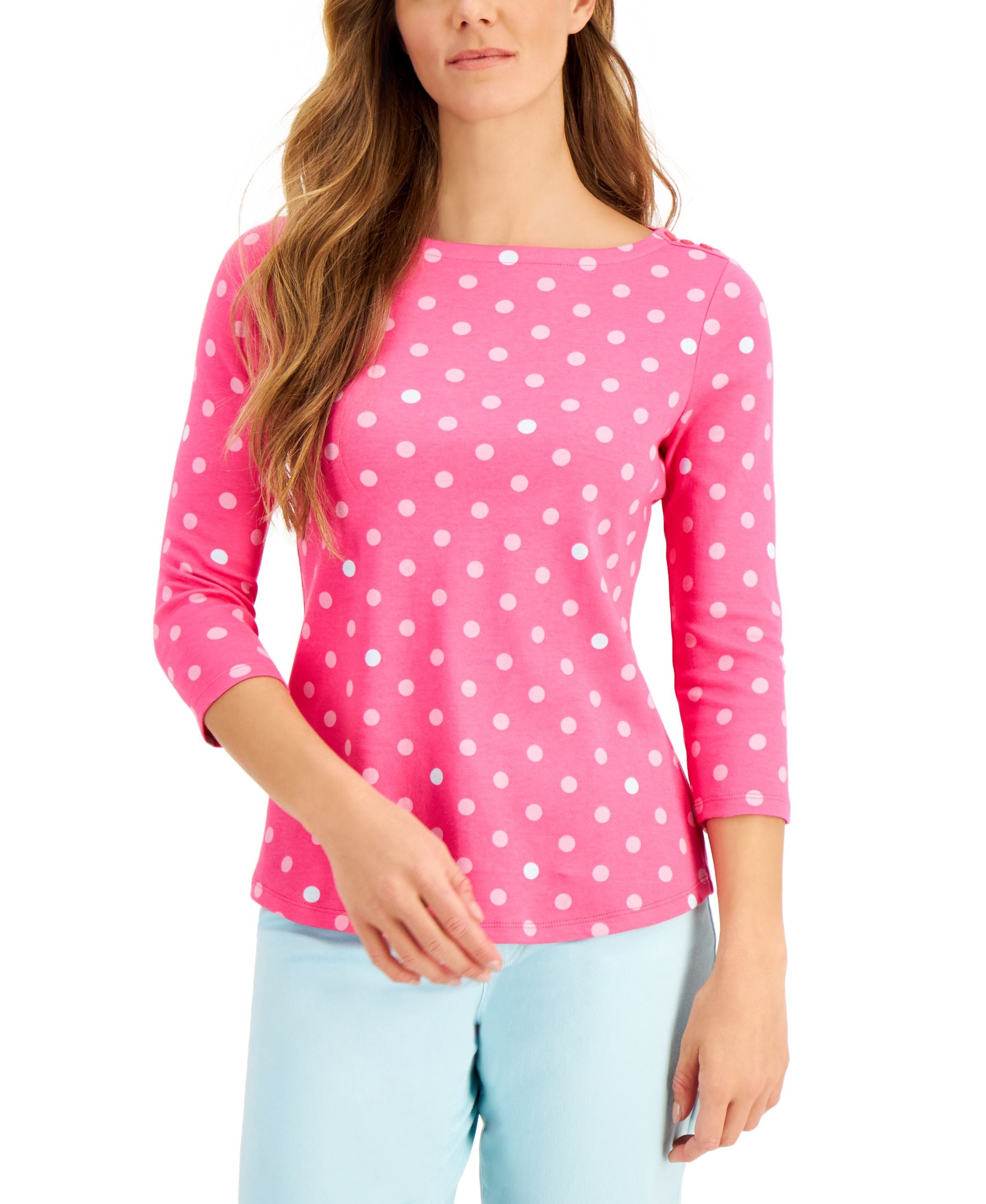 Charter Club Cotton Dot Print Top