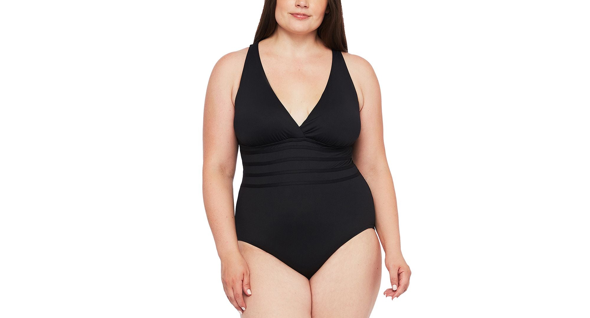 Plus Island Goddess Plus Cross Back Mio Tummy Control Removeable Cups One-Piece Swimsuit