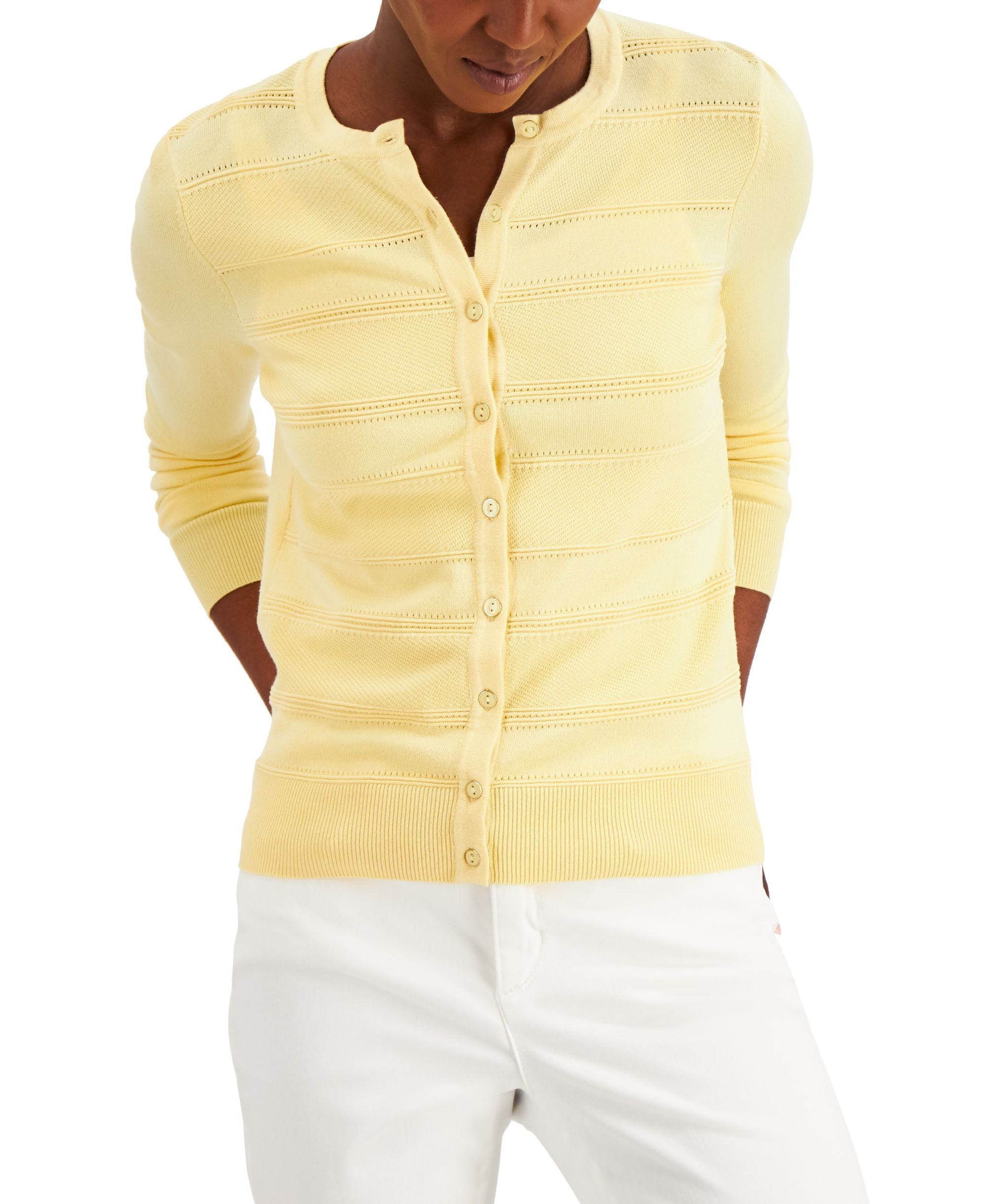 Charter Club Pointelle Stripe Cardigan