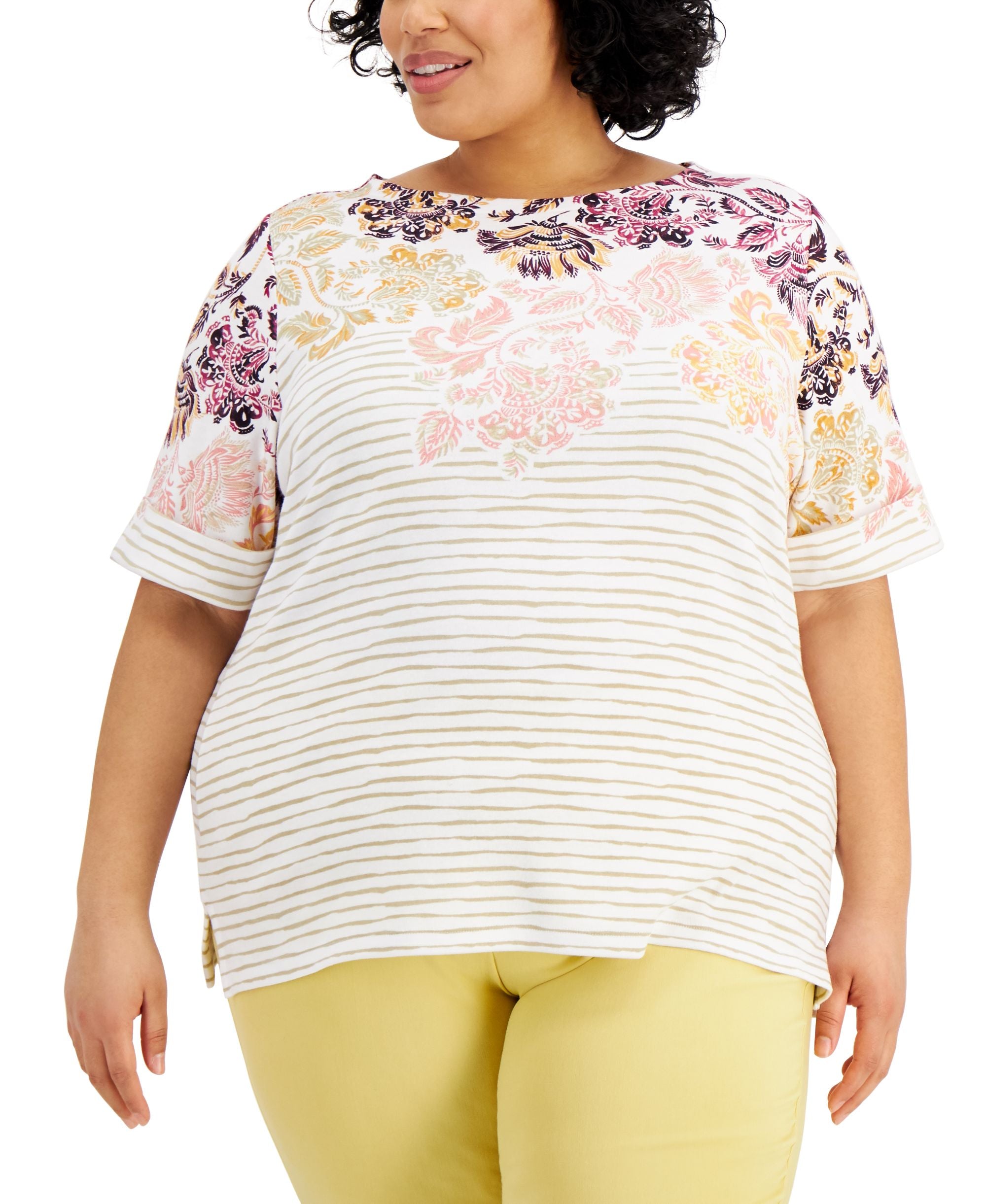 Karen Scott Plus Size Printed Elbow Sleeve Top