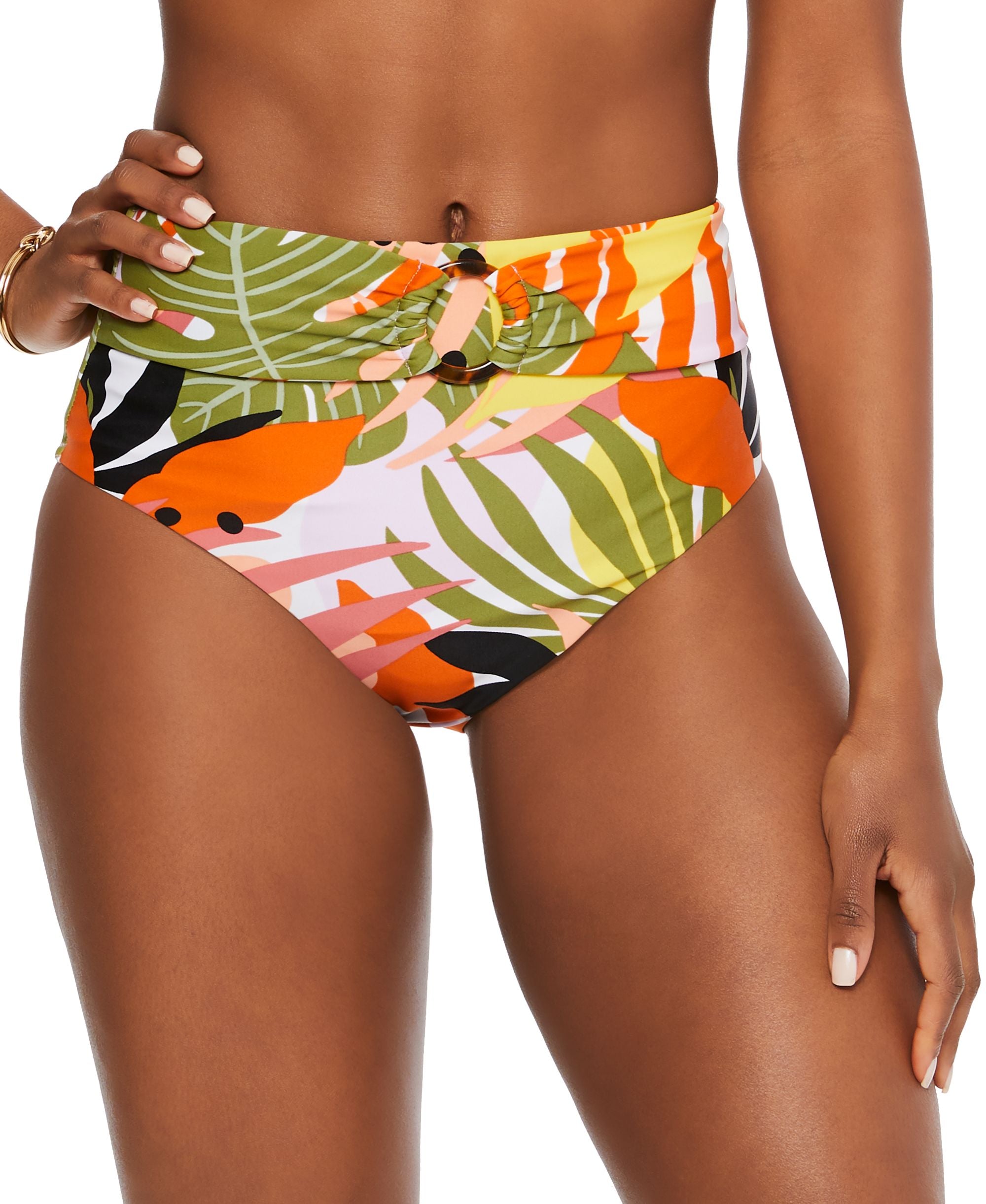Printed High-Rise Bikini Bottoms