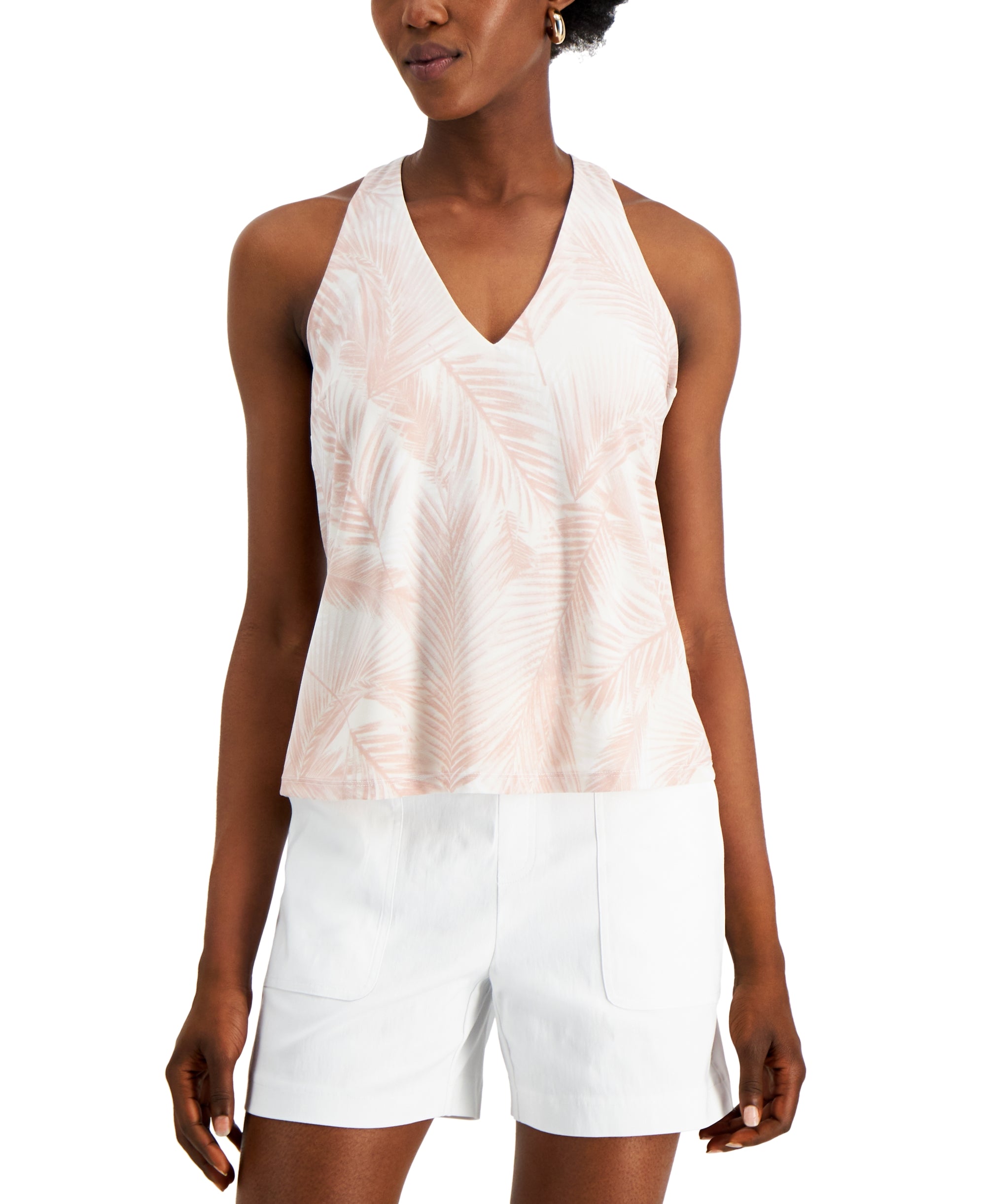 Tropical-Print Halter Top