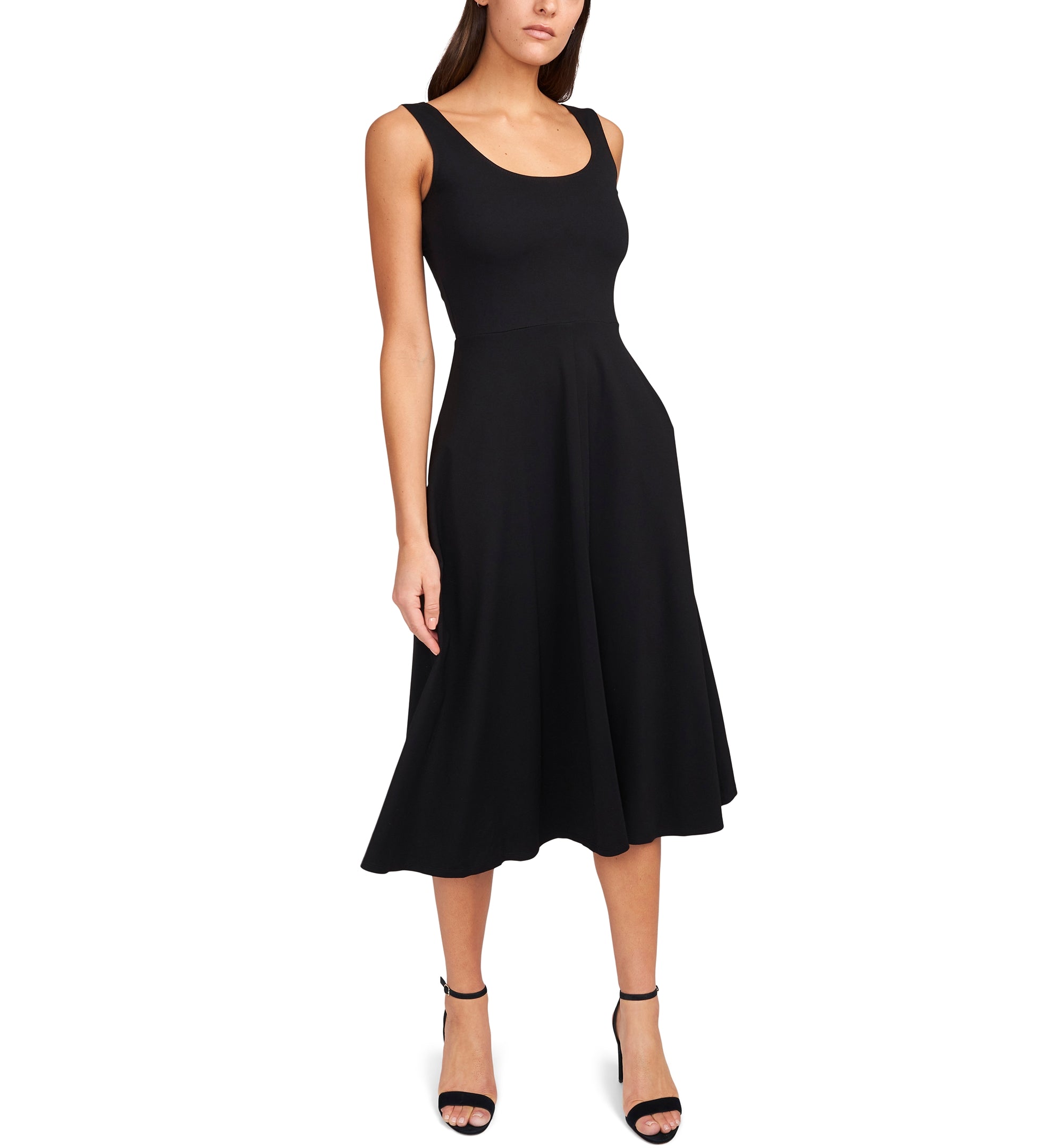 Solid Fit-And-Flare Midi Tank Dress