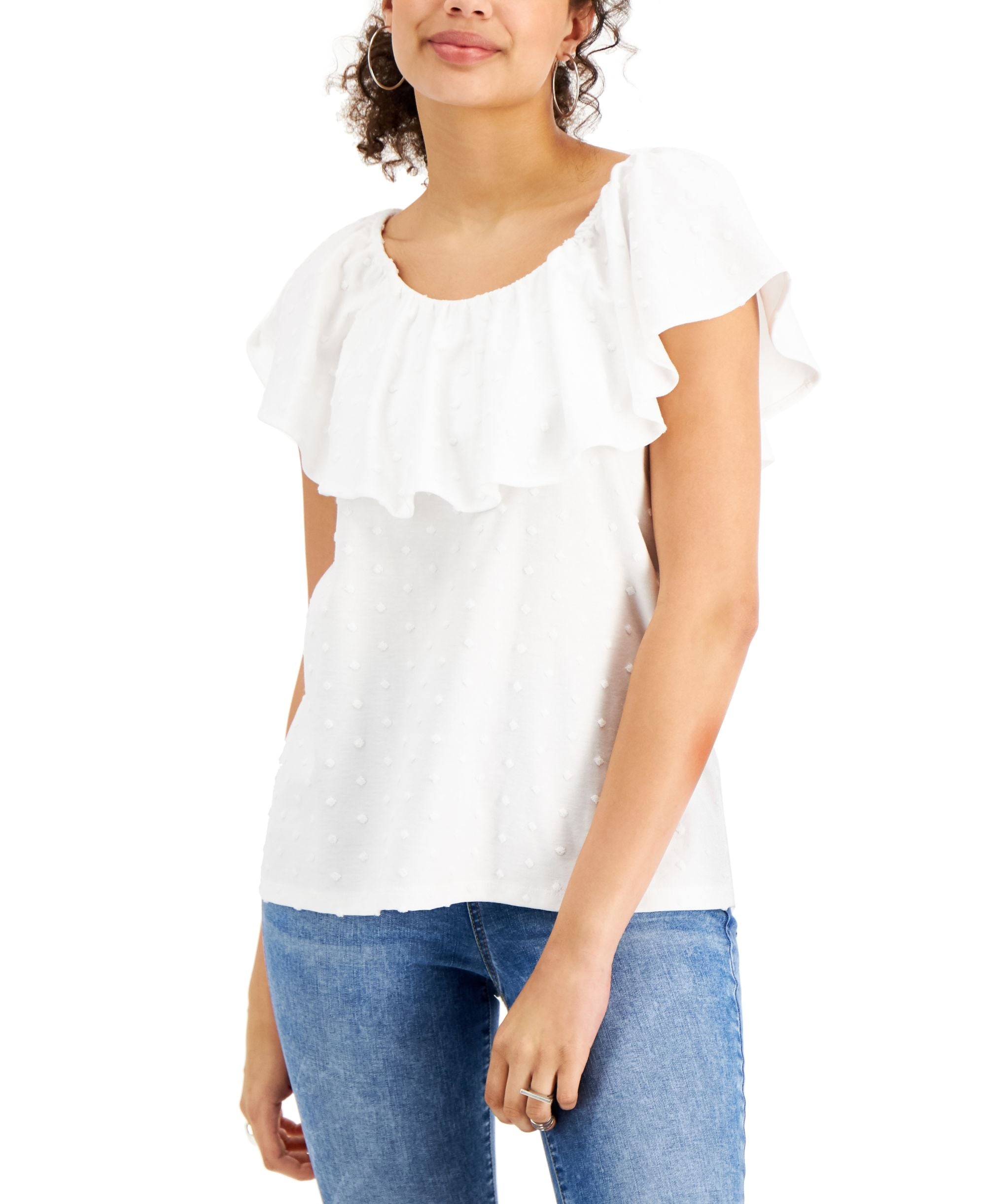 Style & Co Ruffle Neck Top