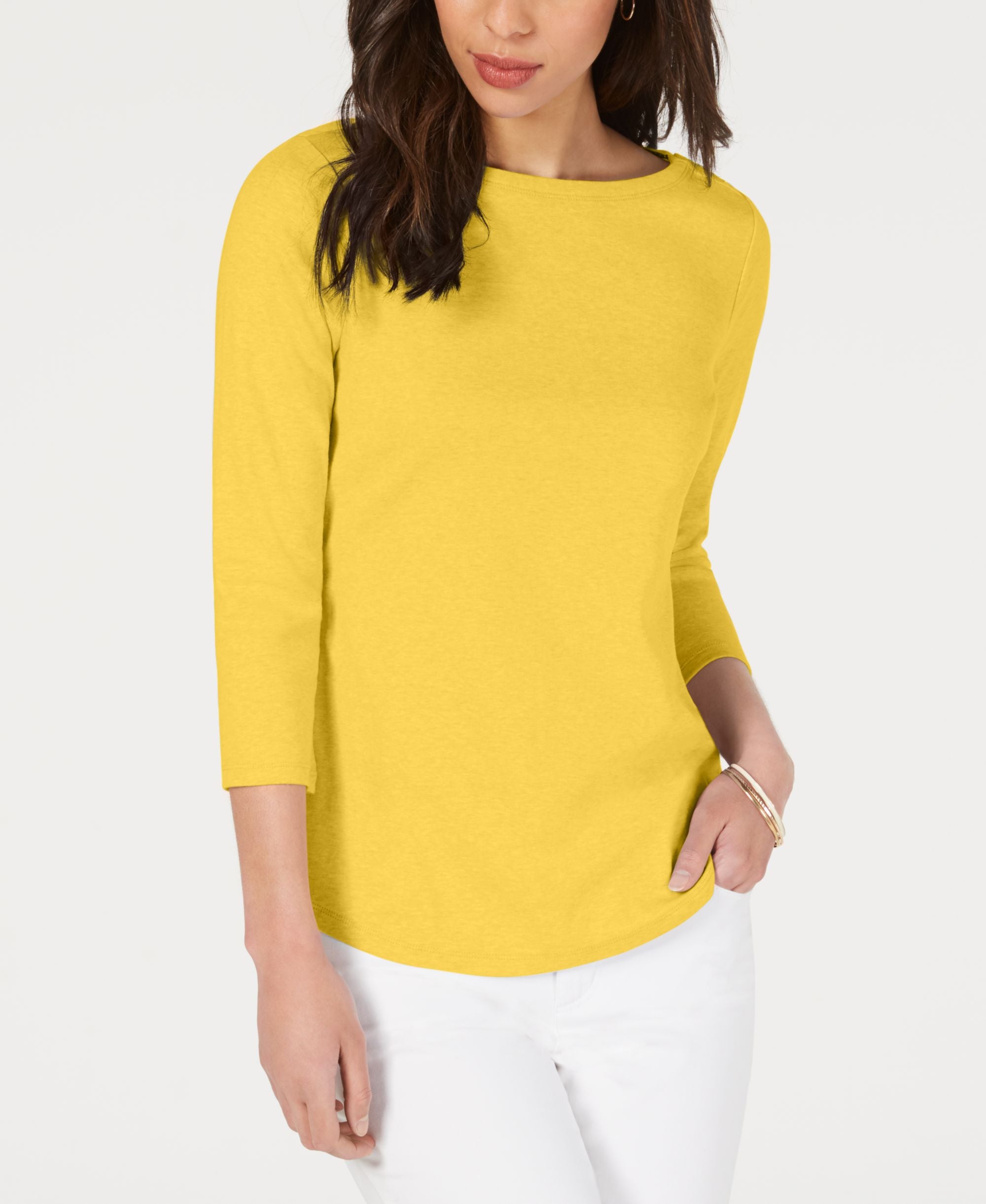 Charter Club Petite Pima Cotton Button Shoulder Top