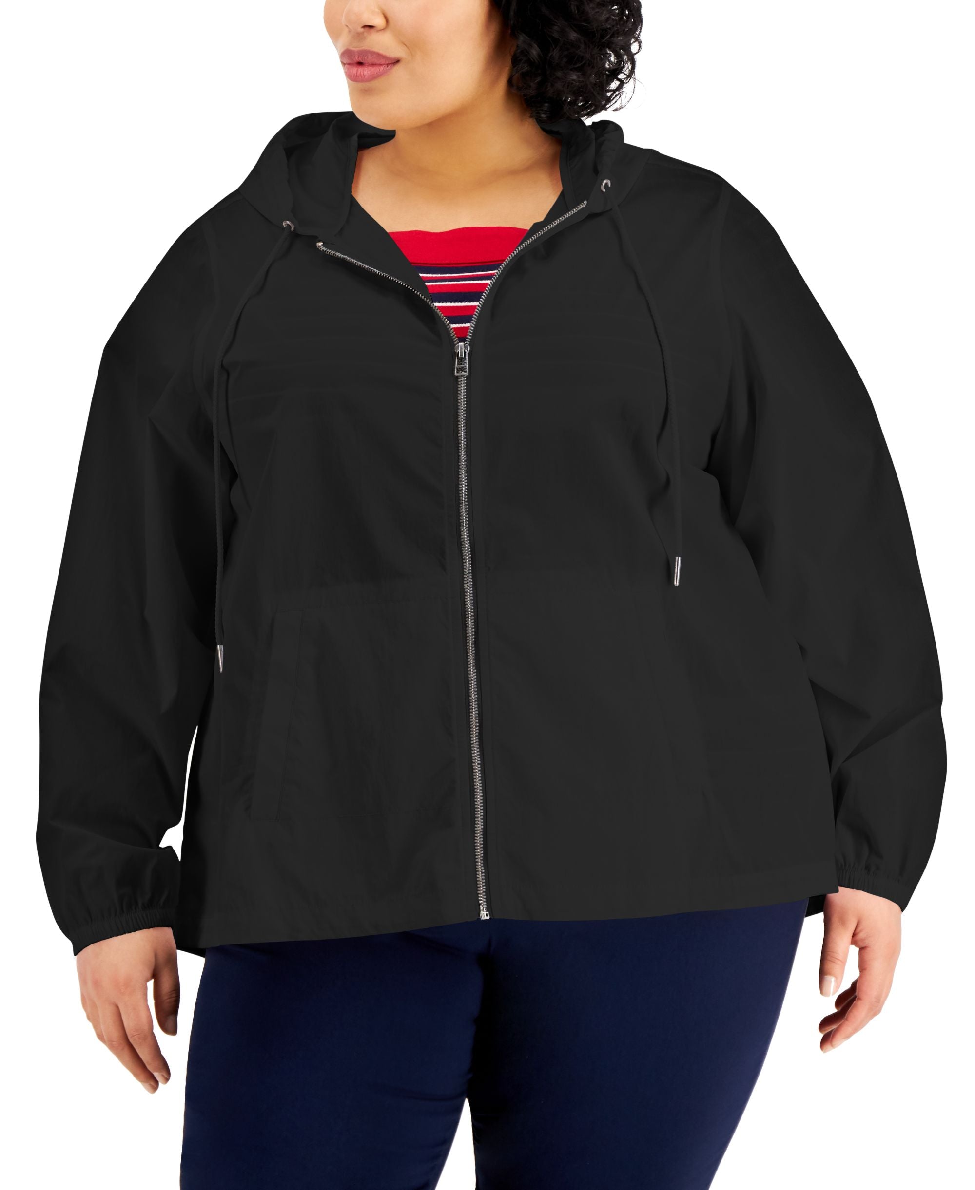 Karen Scott Plus Size Cotton Hooded Jacket