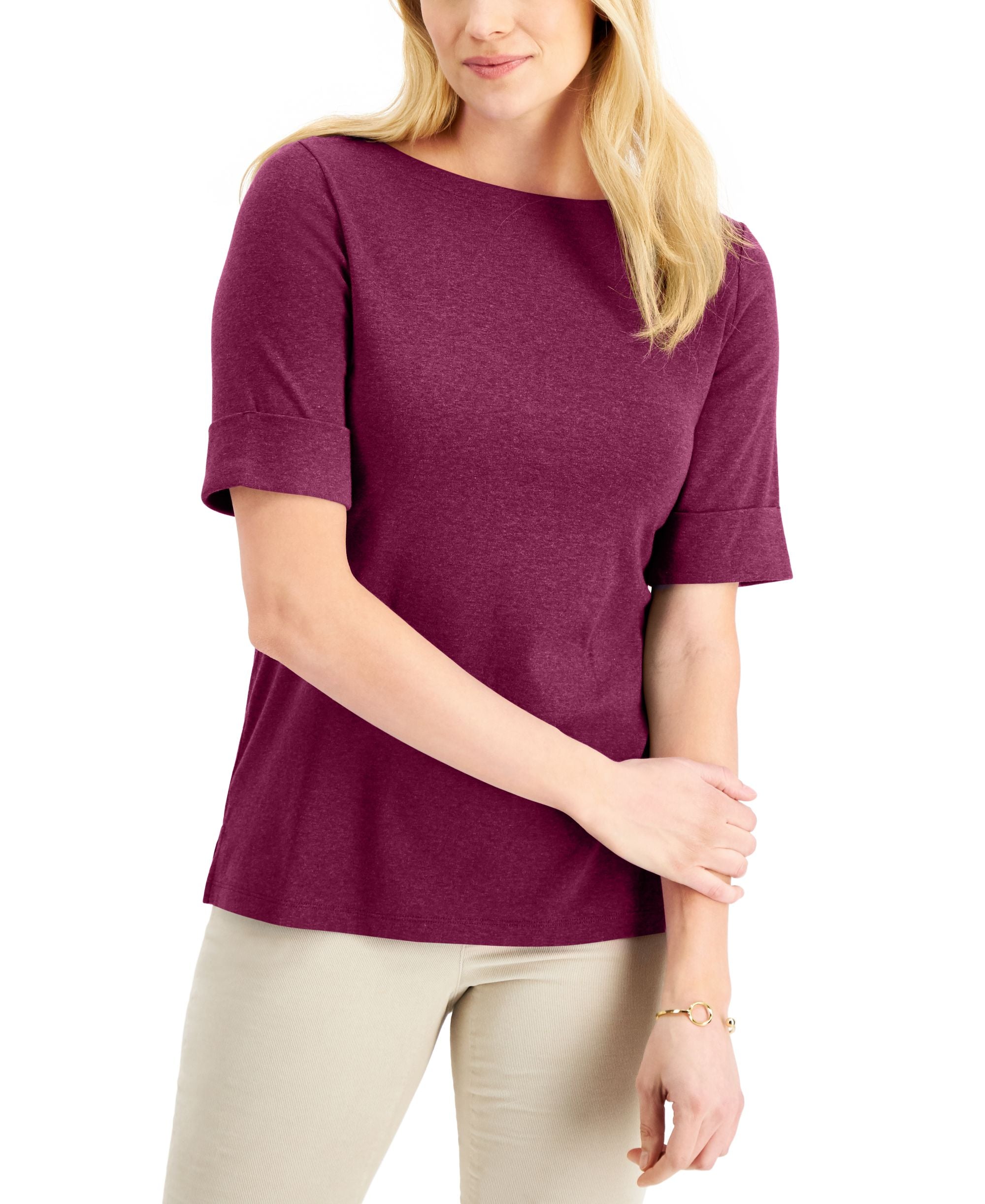 Cotton Boat-Neck Top
