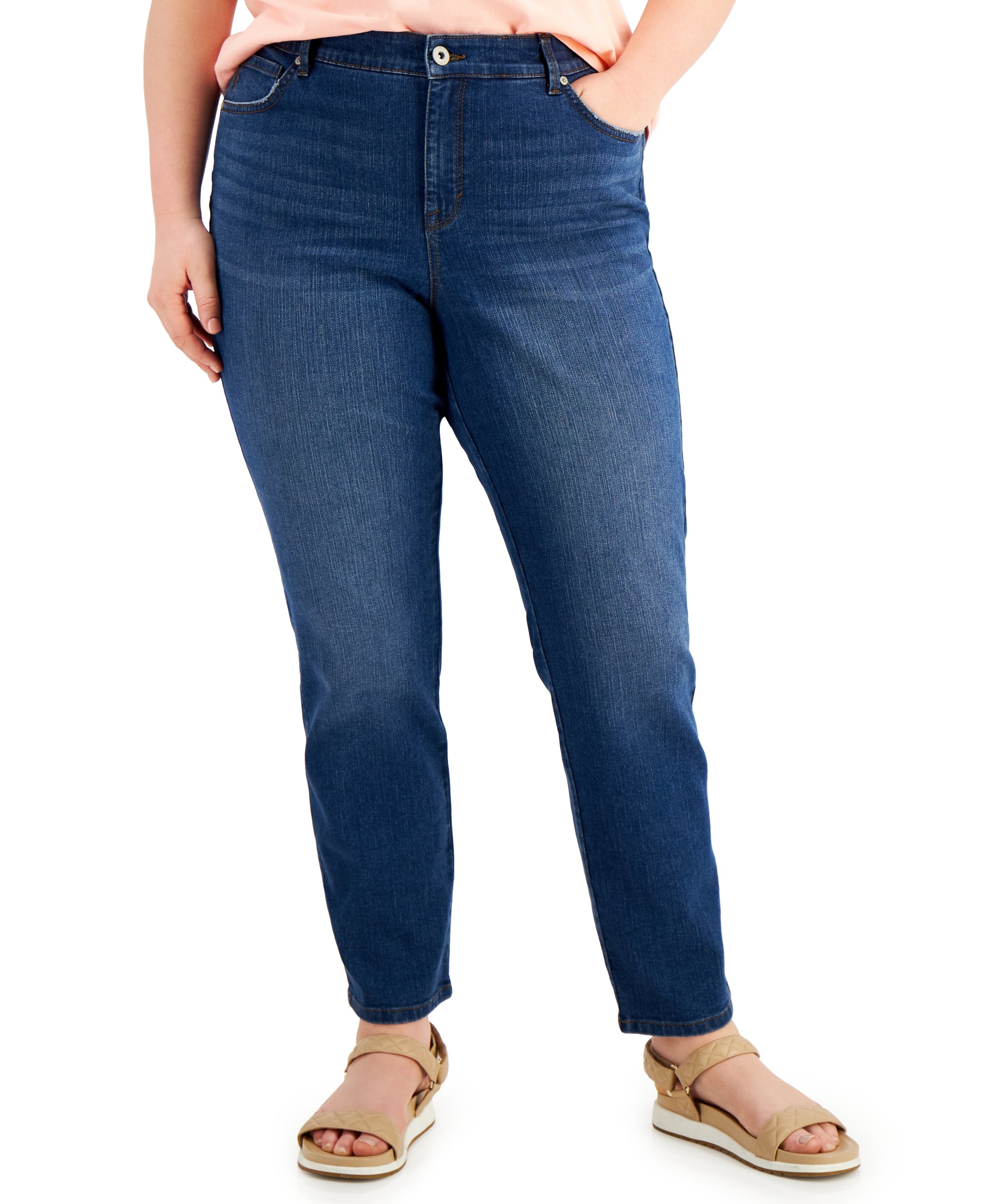 Plus Size High-Rise Straight Jeans