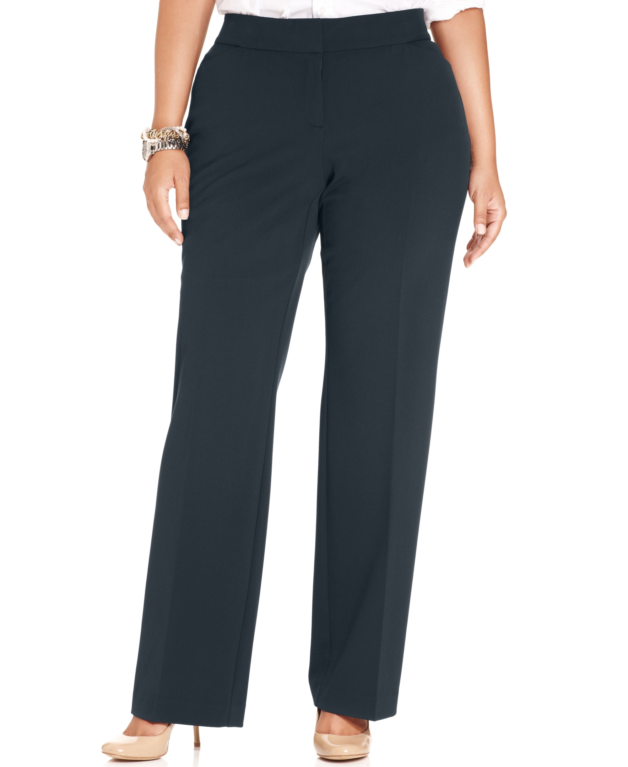 JM Collection Plus Size Curvy-Fit Straight-Leg Pants