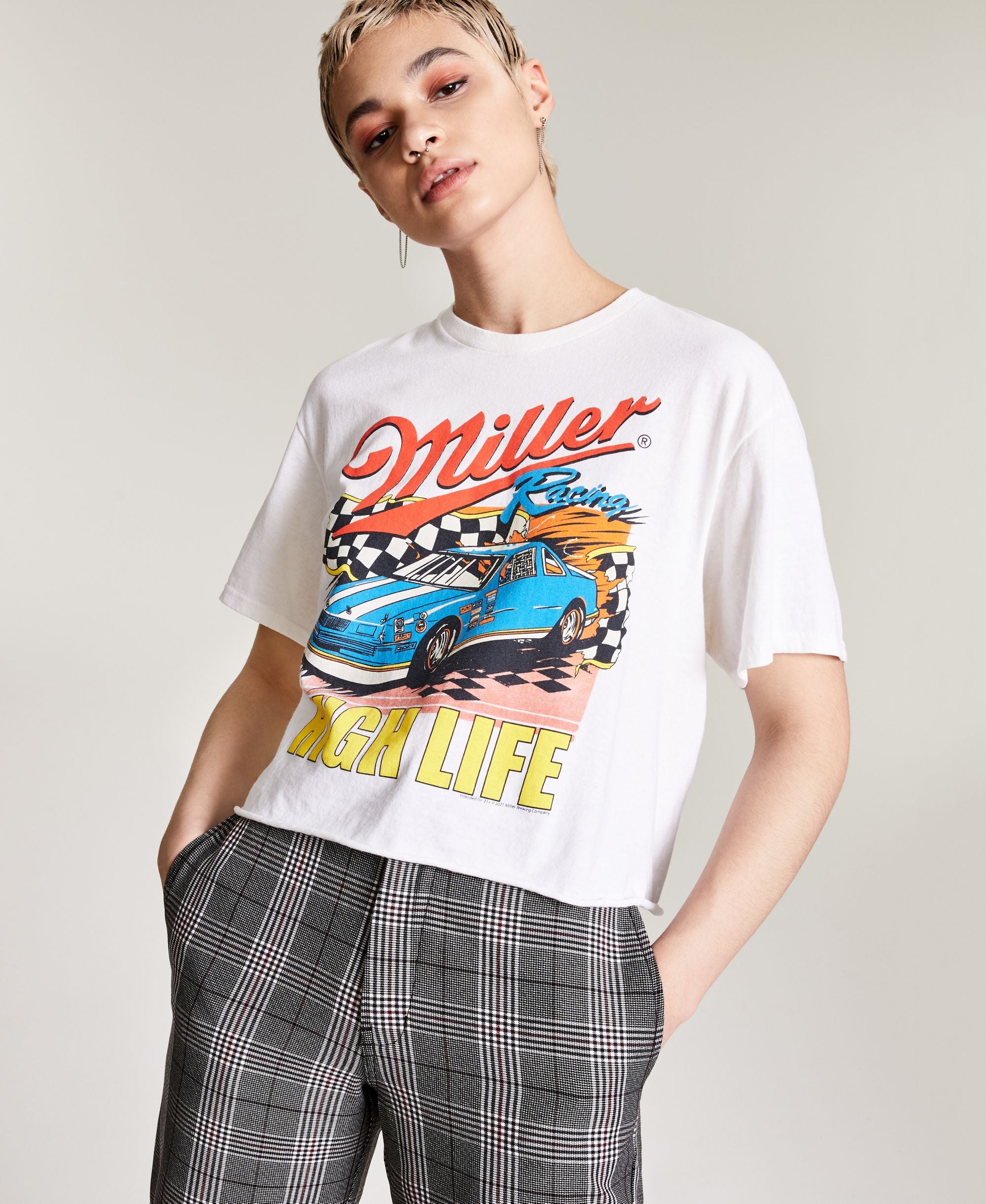 Junk Food Cotton Miller High Life-Graphic Cropped T-Shirt