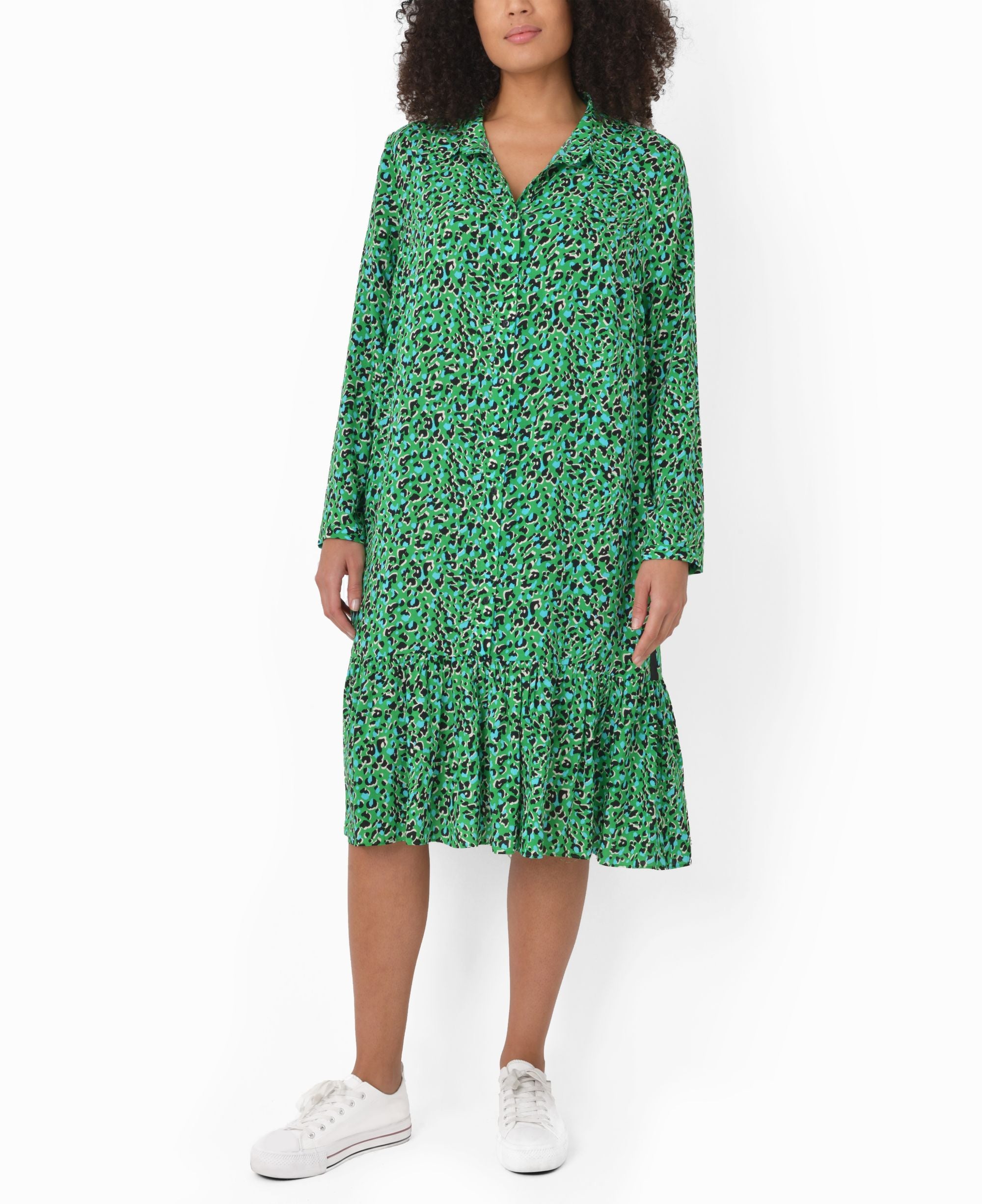 Plus Size Smudge Print Shirt Dress
