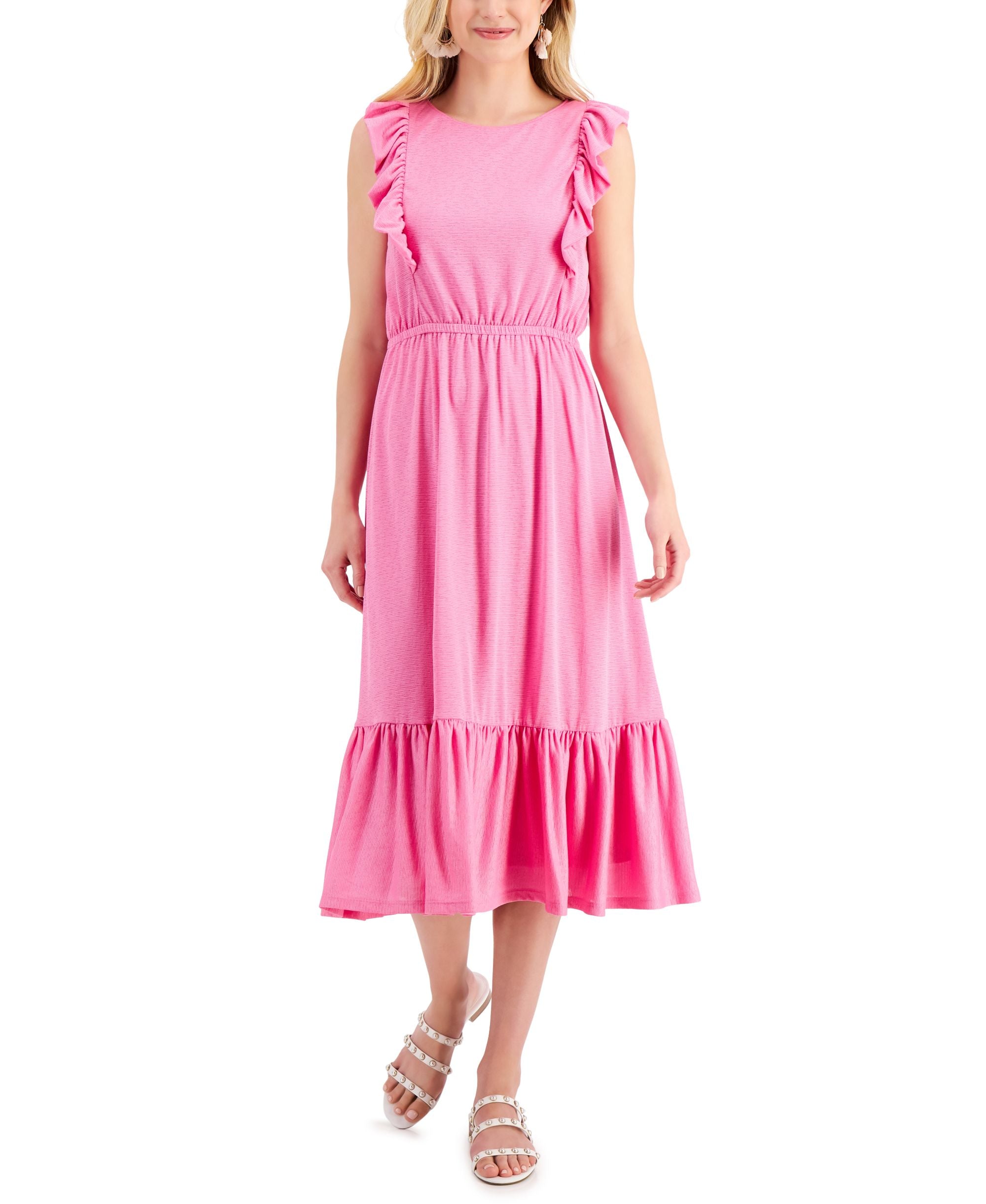 Petite Ruffled Knit Midi Dress