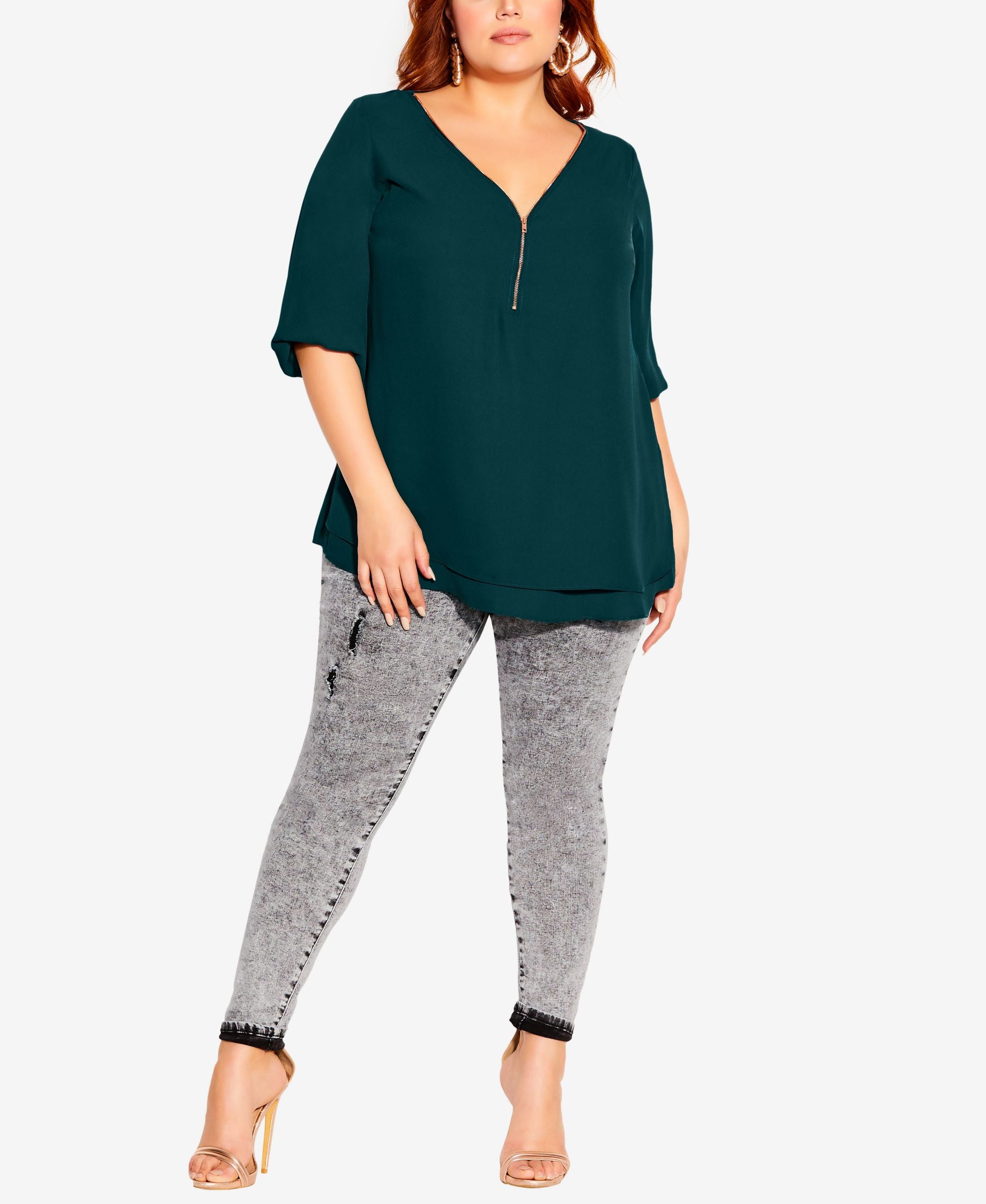 City Chic Sexy Fling Zip Front Top