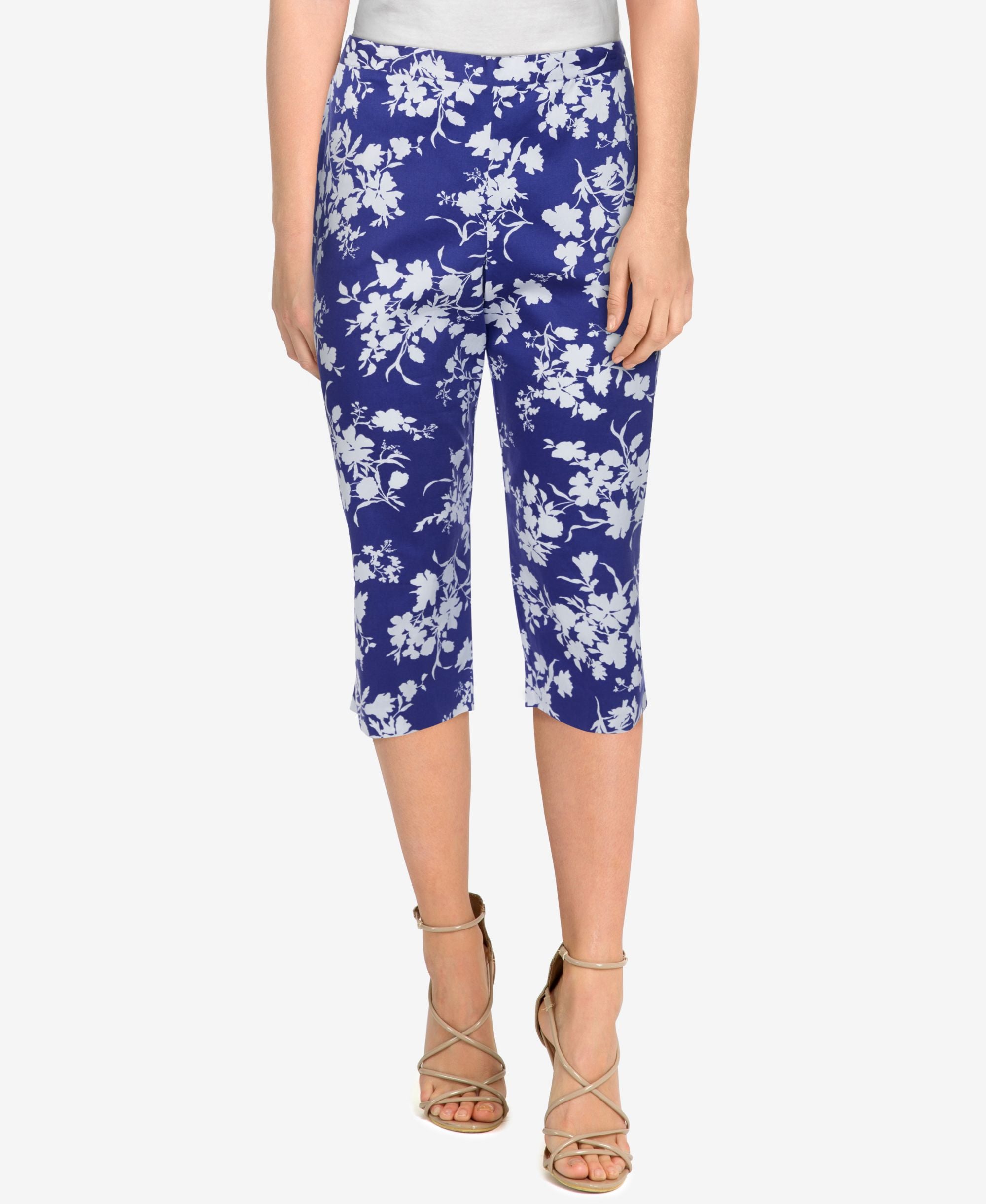 Petite Savannah Silky Floral Capri Pants