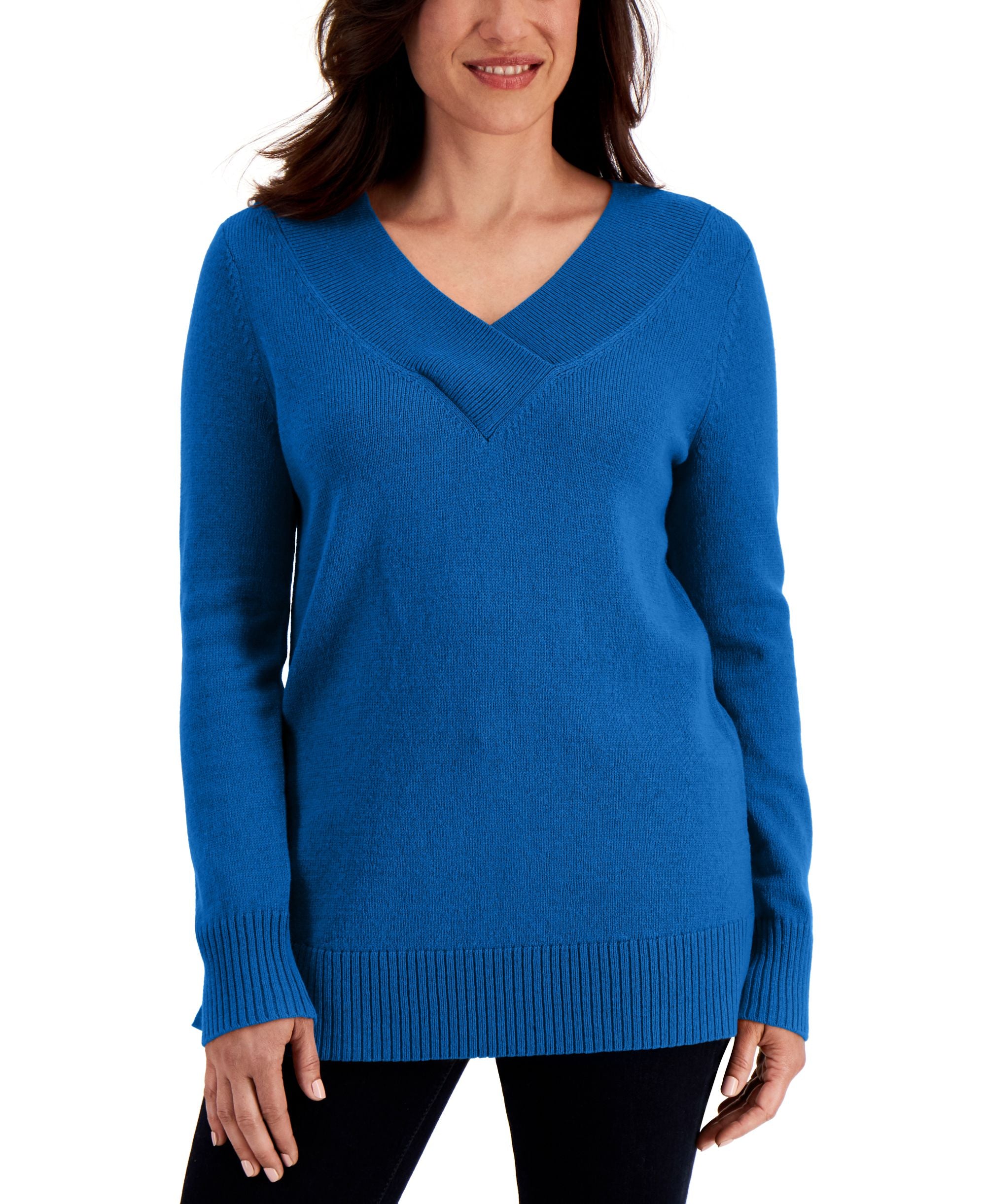 Karen Scott Crossover V Neck Sweater