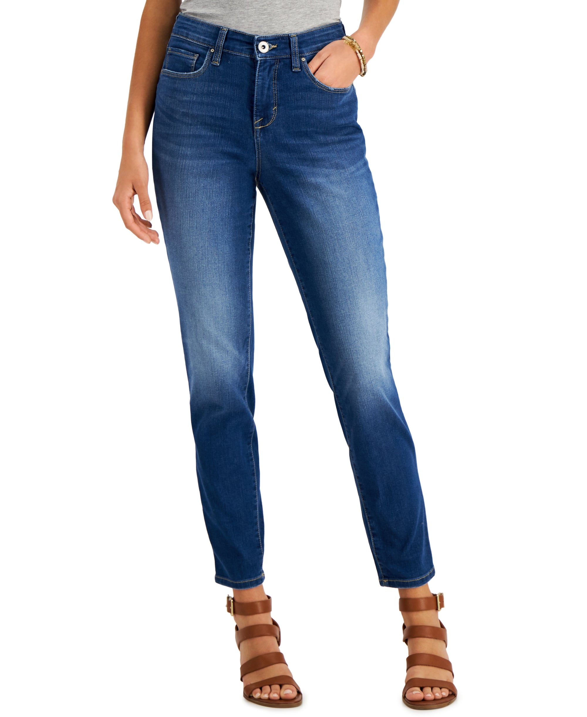 Women's Curvy-Fit Mid-Rise Skinny Jeans, Regular, Short and Long Lengths