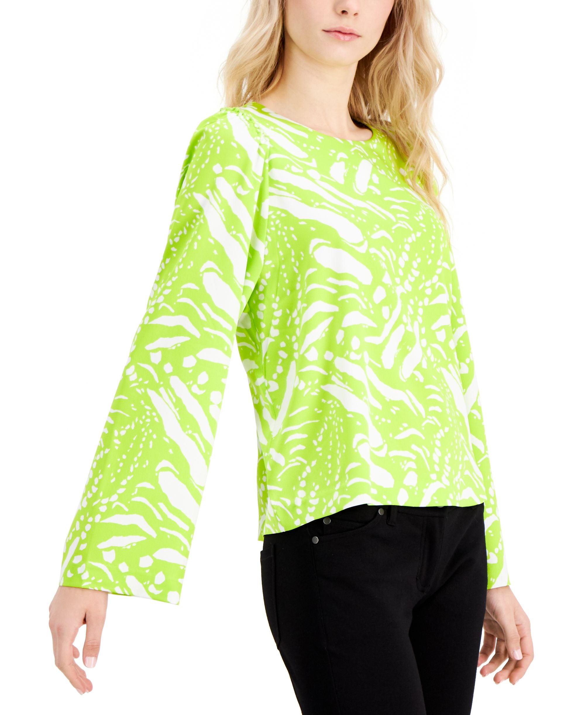 Alfani Petite Printed Flared Sleeve Top