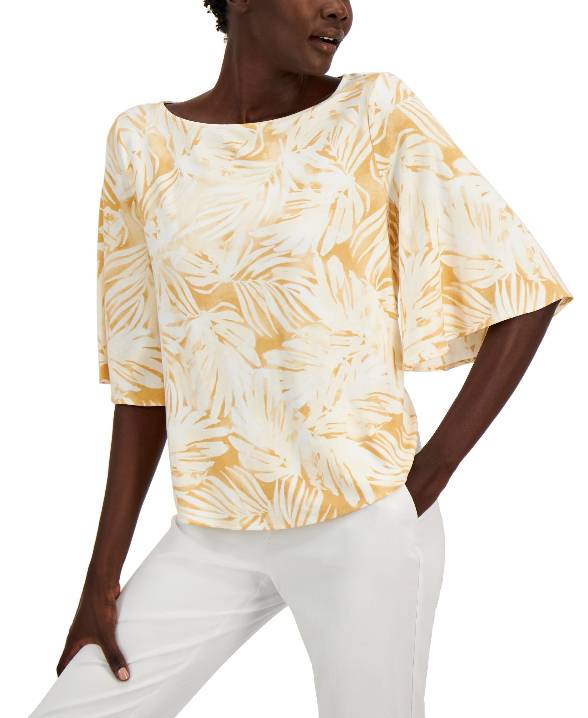 Alfani Plus Size Printed Boat Neck Top