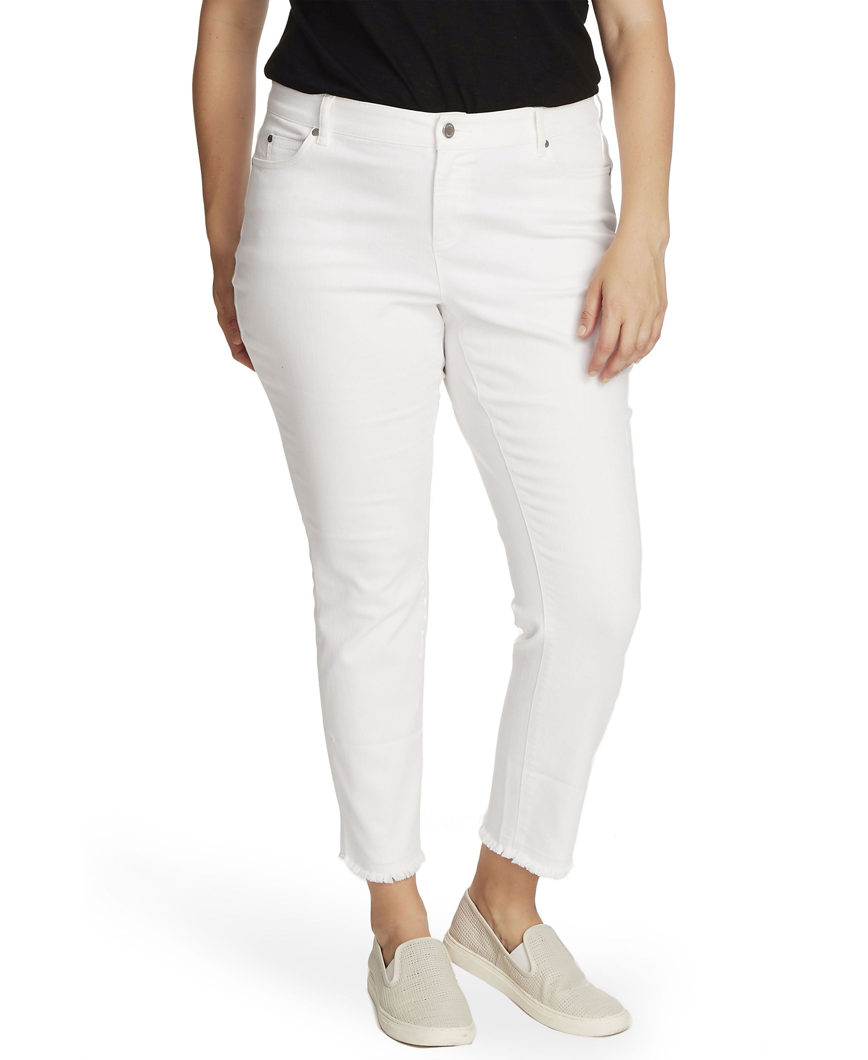 Plus Size 5 Pocket Frayed Hem Jeans