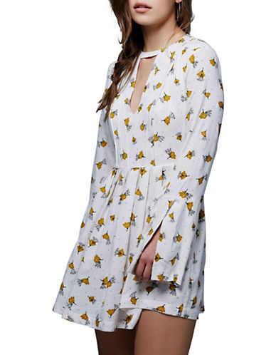 Free People Tegan Floral Printed Dress (Ivory, 8)
