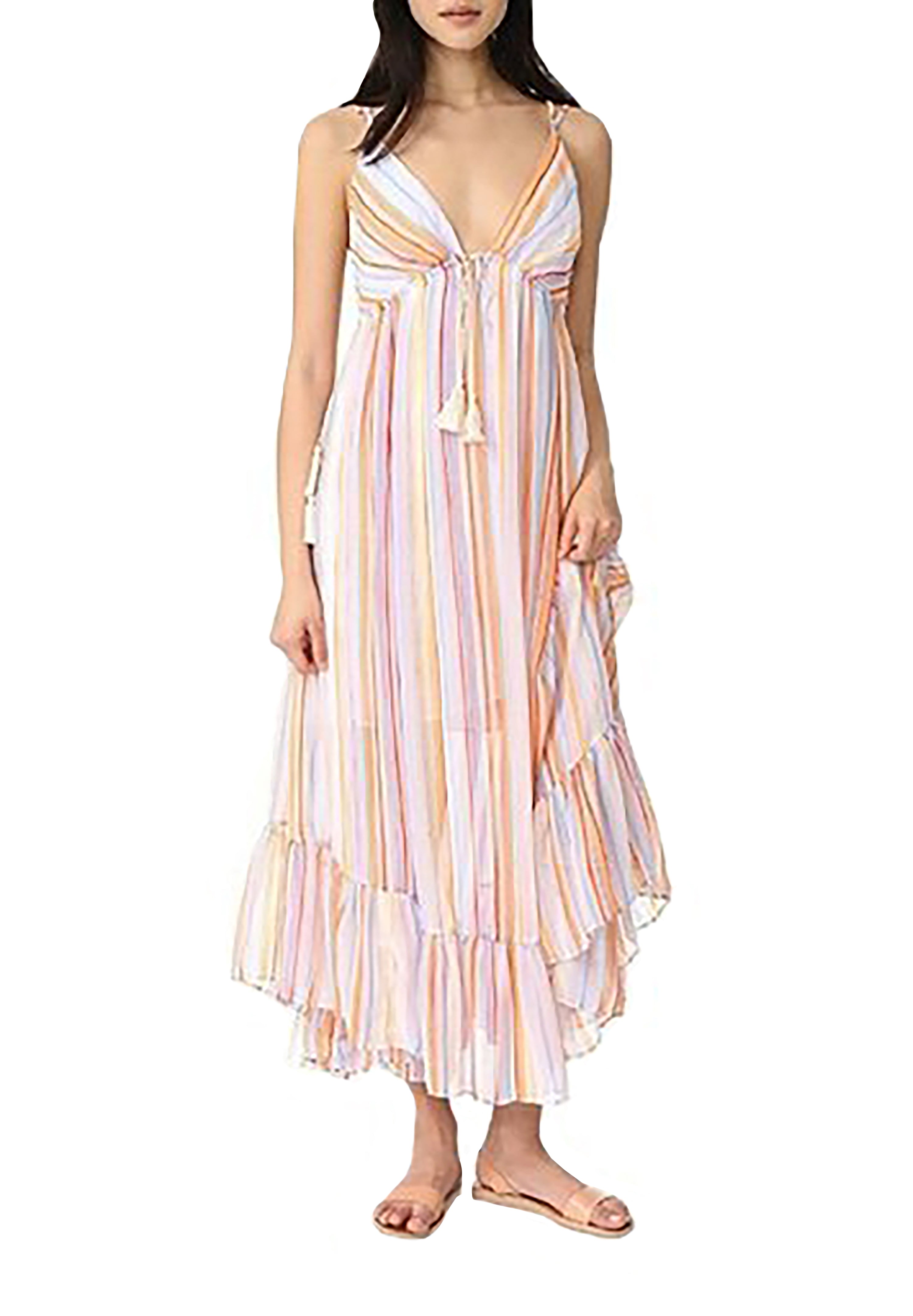 Free People Womens Striped Sleeveless Maxi Dress Carnival Combo Multi L