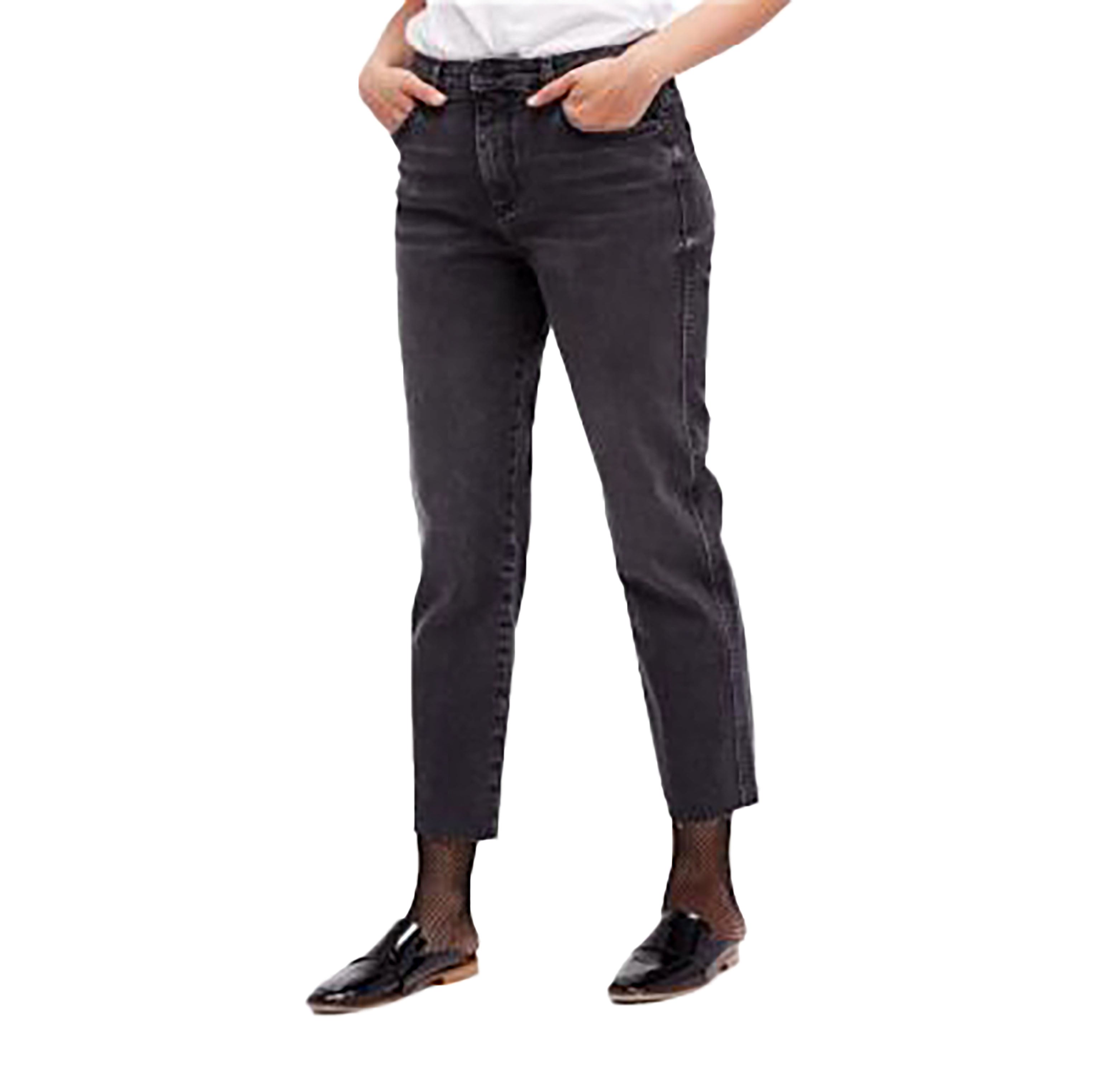 Free People Womens Clean Girlfriend Straight Leg Jeans Black 30