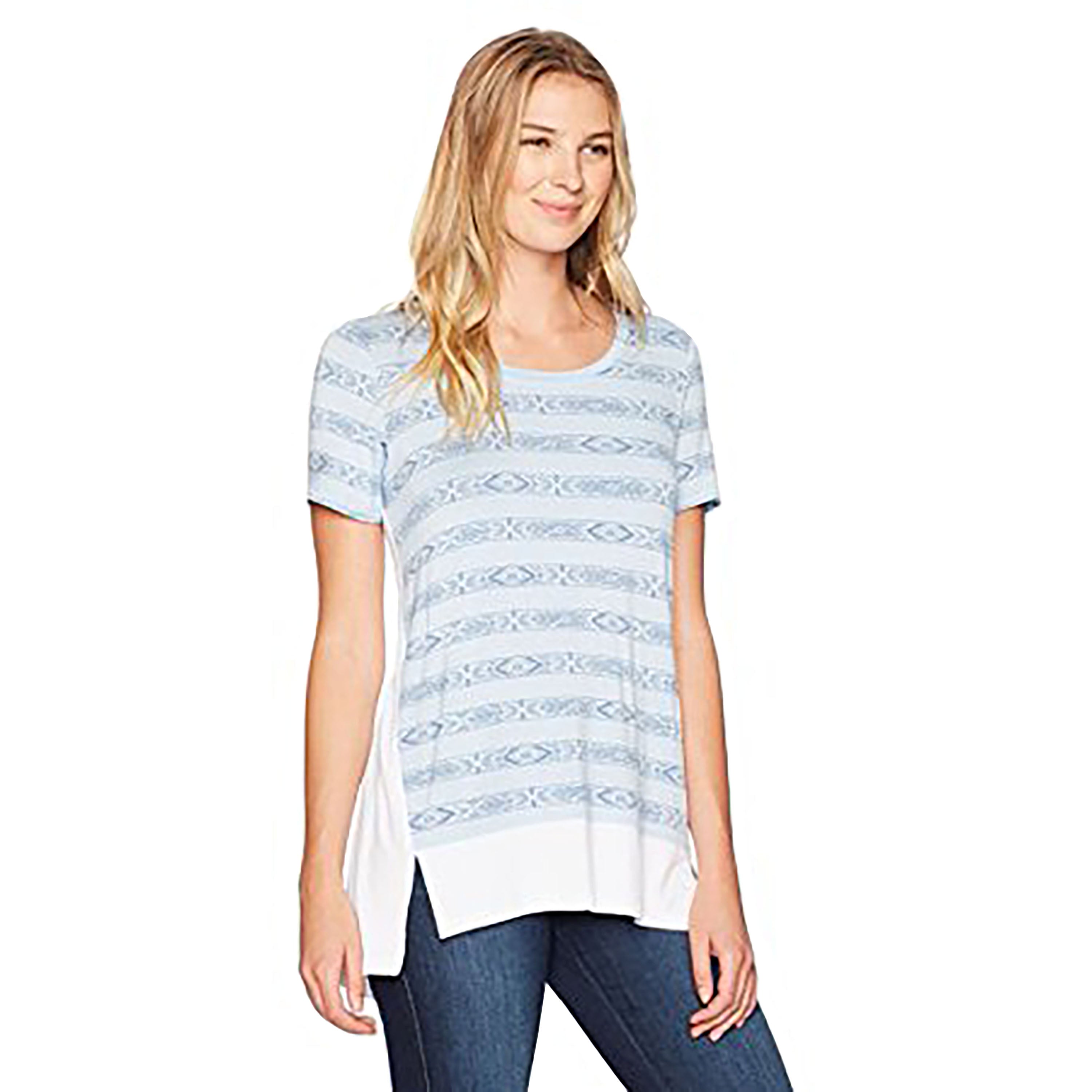 G.H. Bass & Co. Women's Geo Stripe Shirt, Light Blue Combo, S