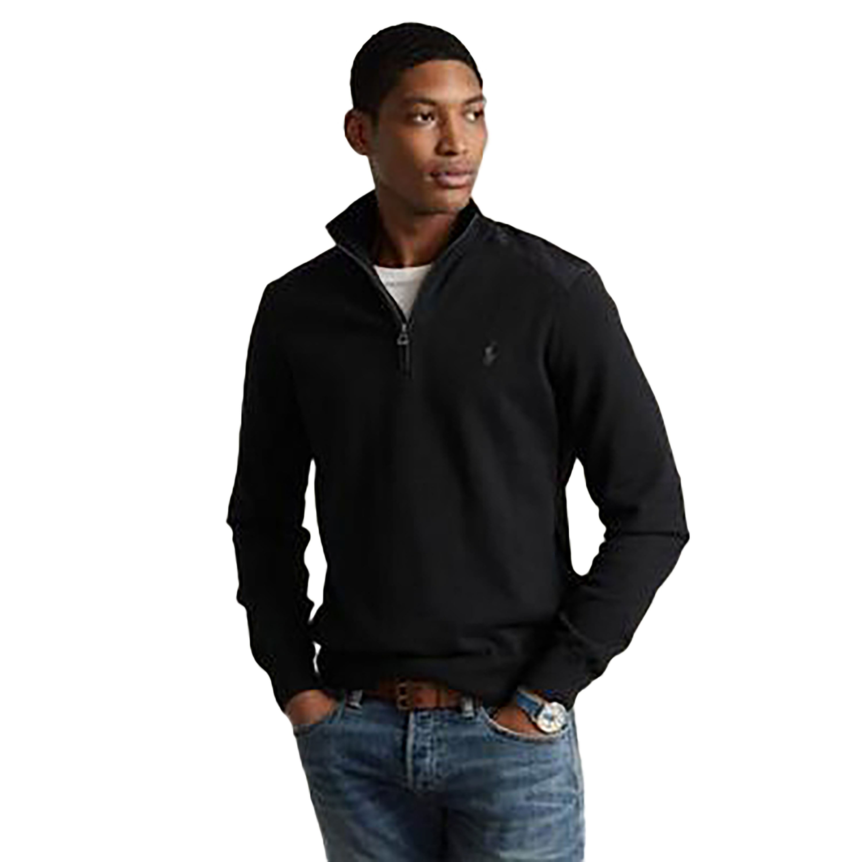 Polo Ralph Lauren Hybrid 1/4 Zip Sweater (Polo Black) Men's Clothing