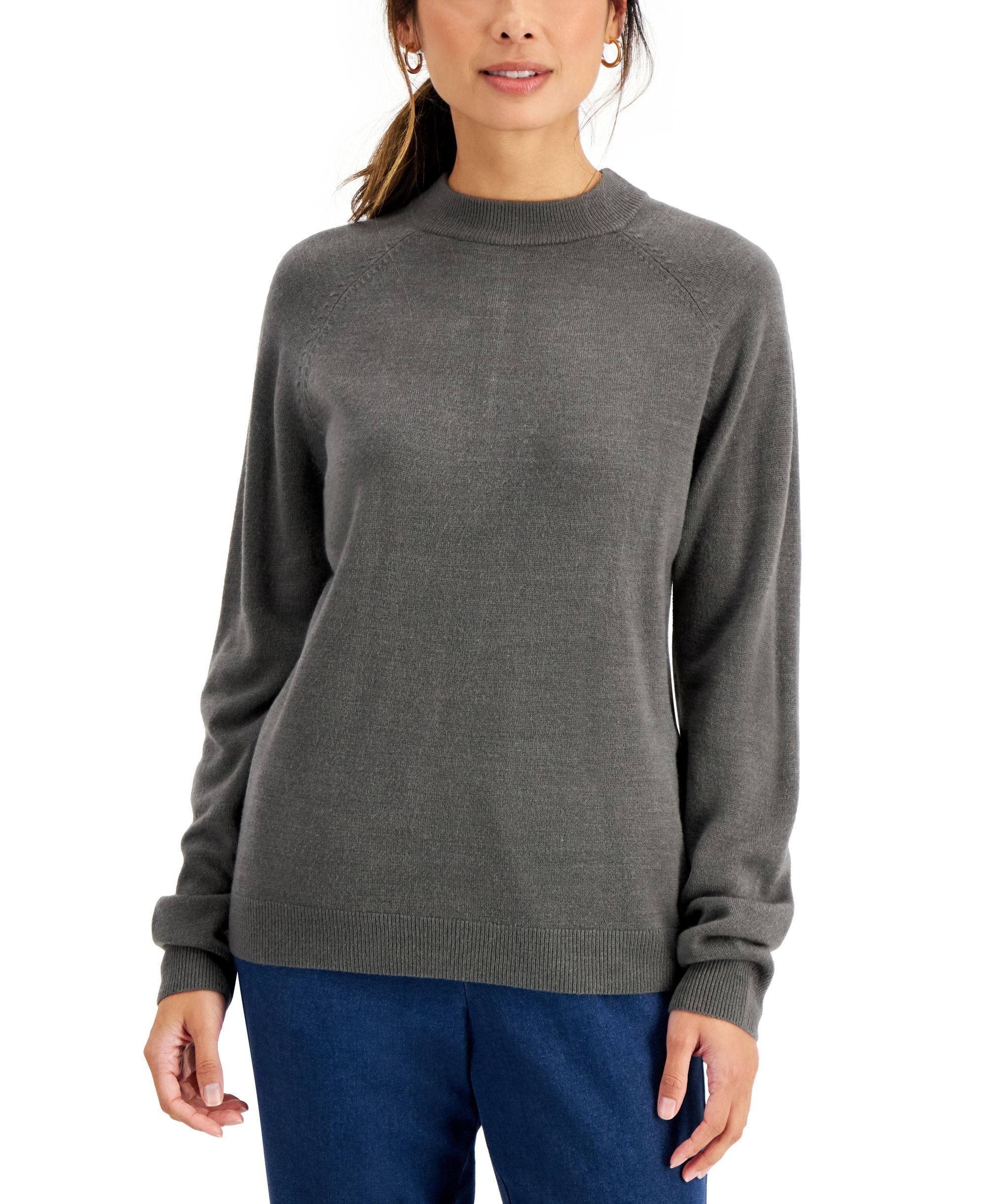Karen Scott Cotton Luxsoft Mock Neck Sweater
