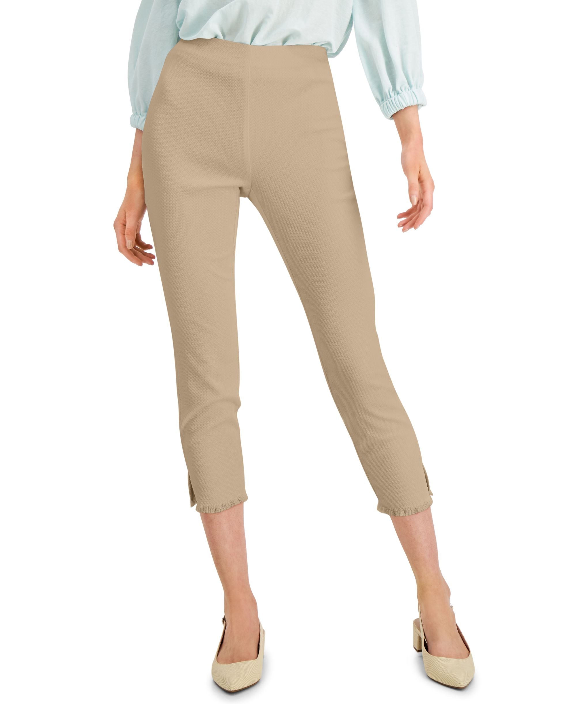 Alfani Textured Fringed Hem Ankle Pants