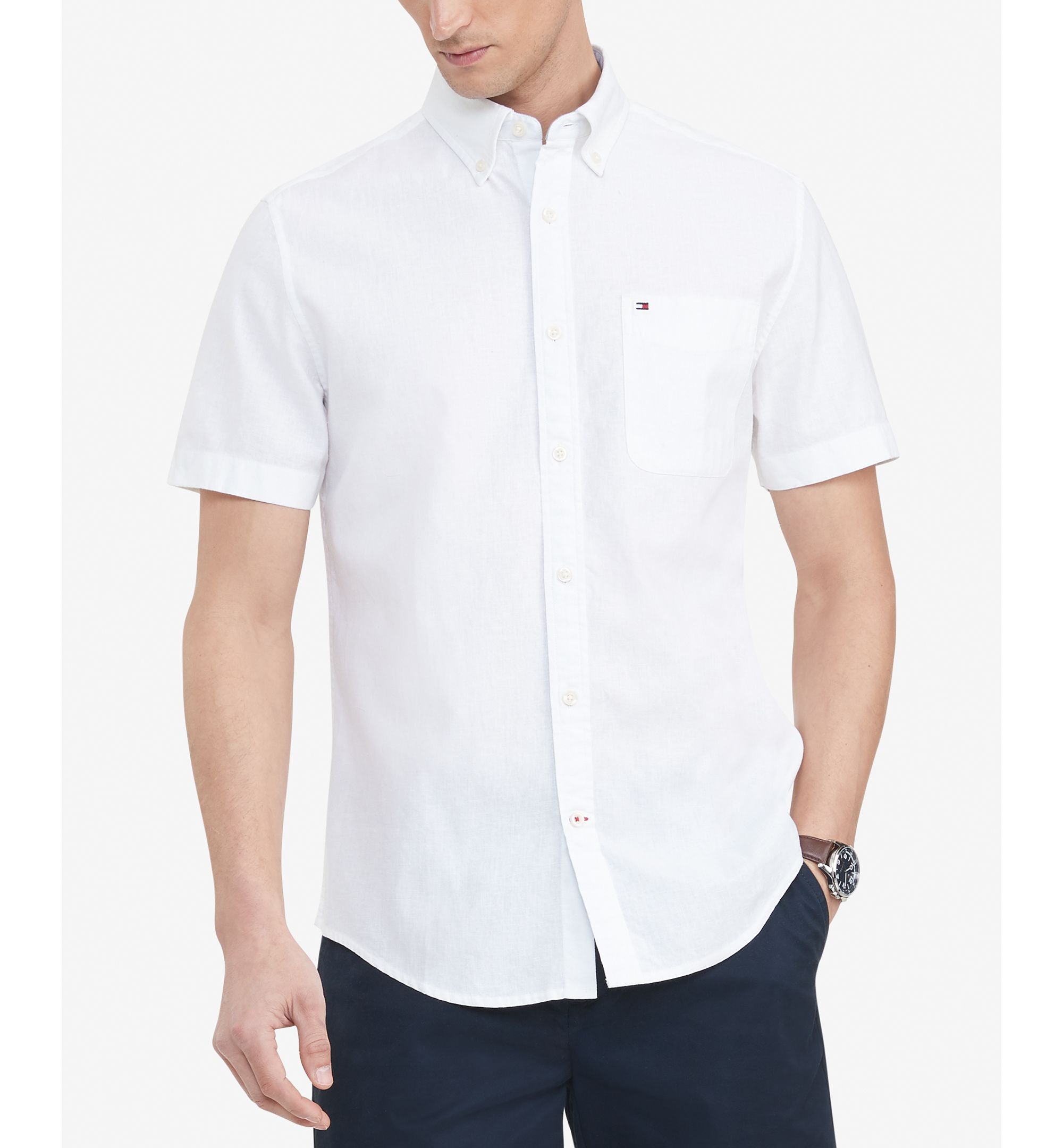 Tommy Hilfiger Mens Custom Fit Porter Textured Shirt