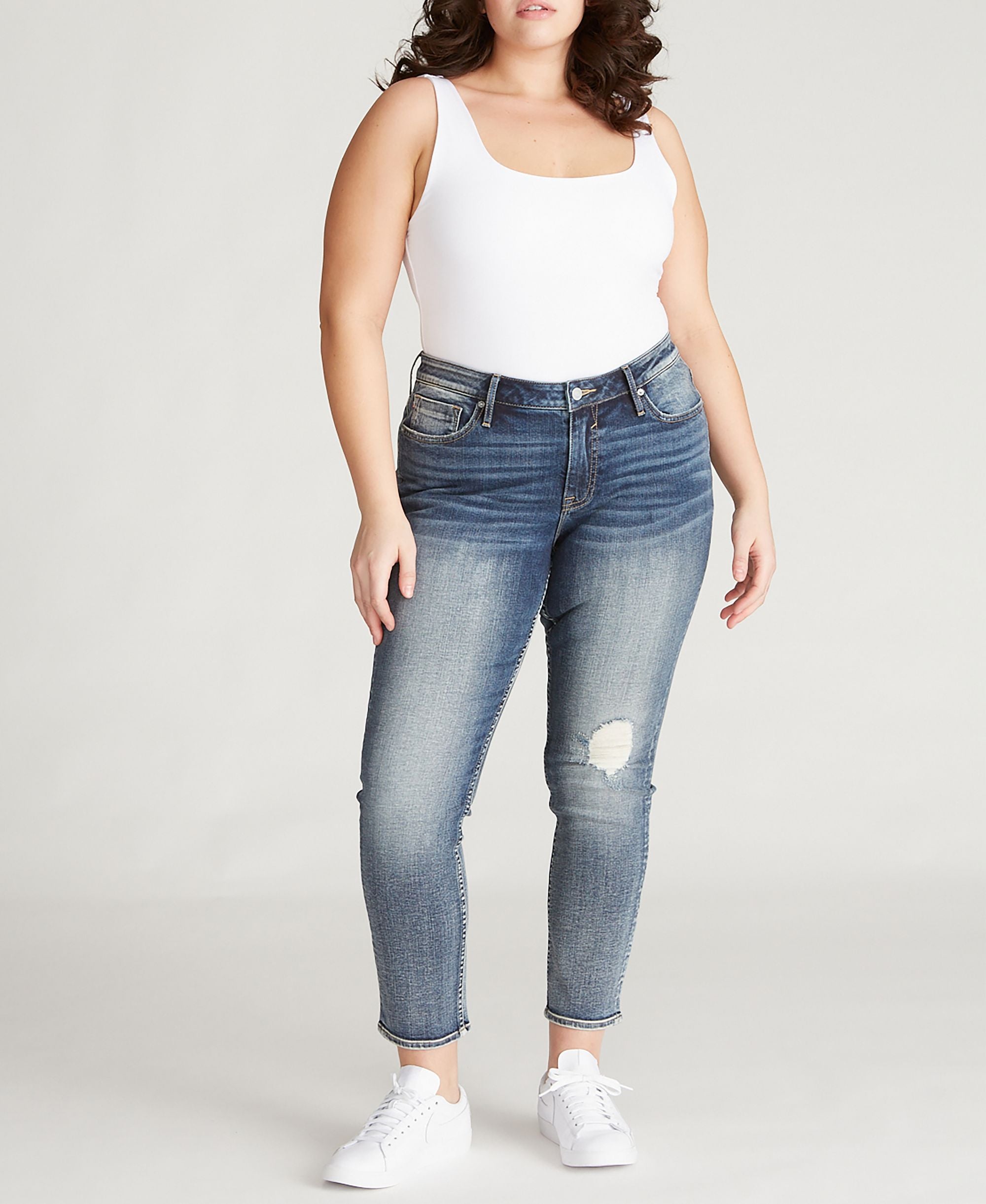 Trendy Plus Size Jagger Mid Rise Distressed Skinny Jeans