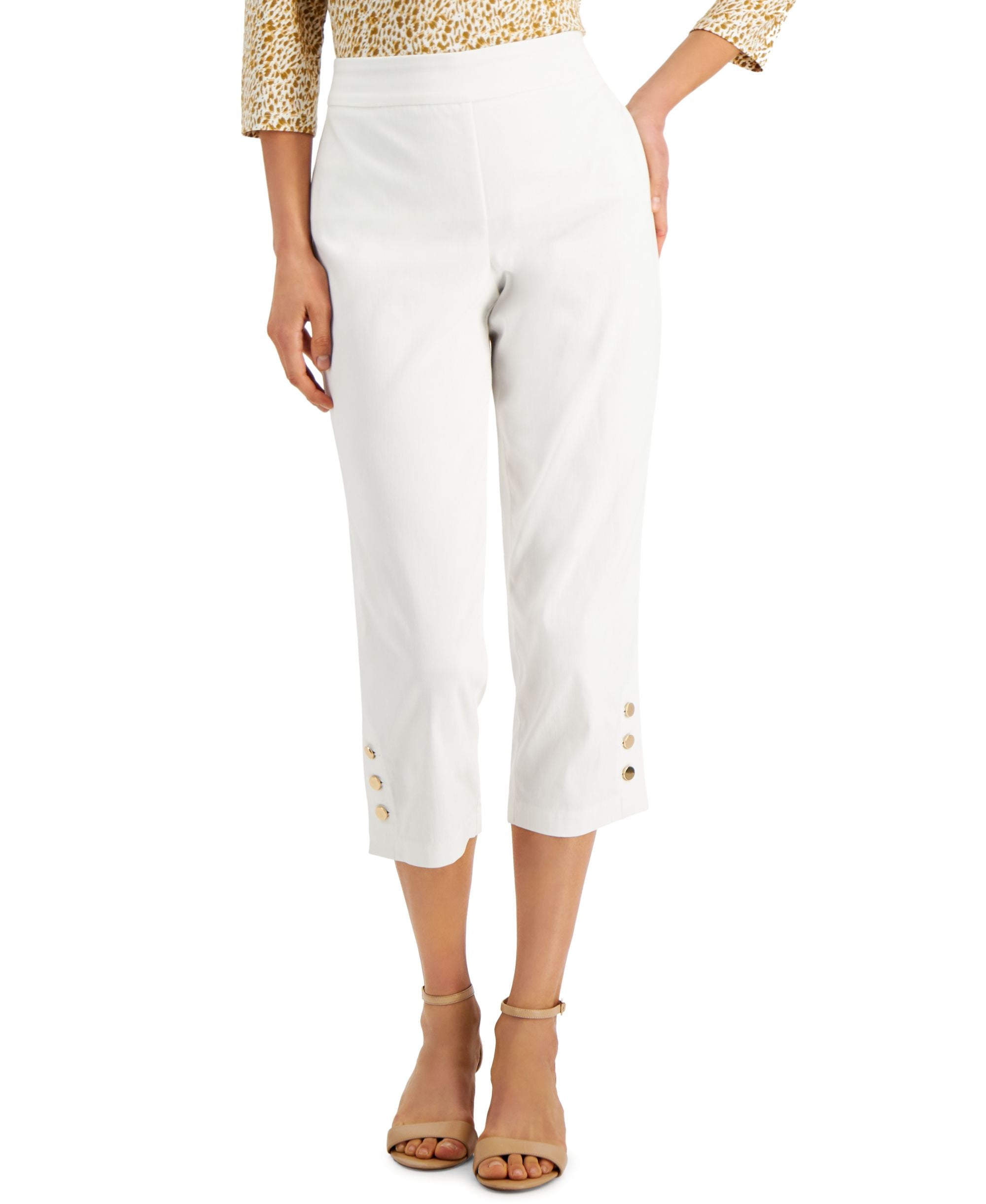 JM Collection Snap Hem Capri Pants