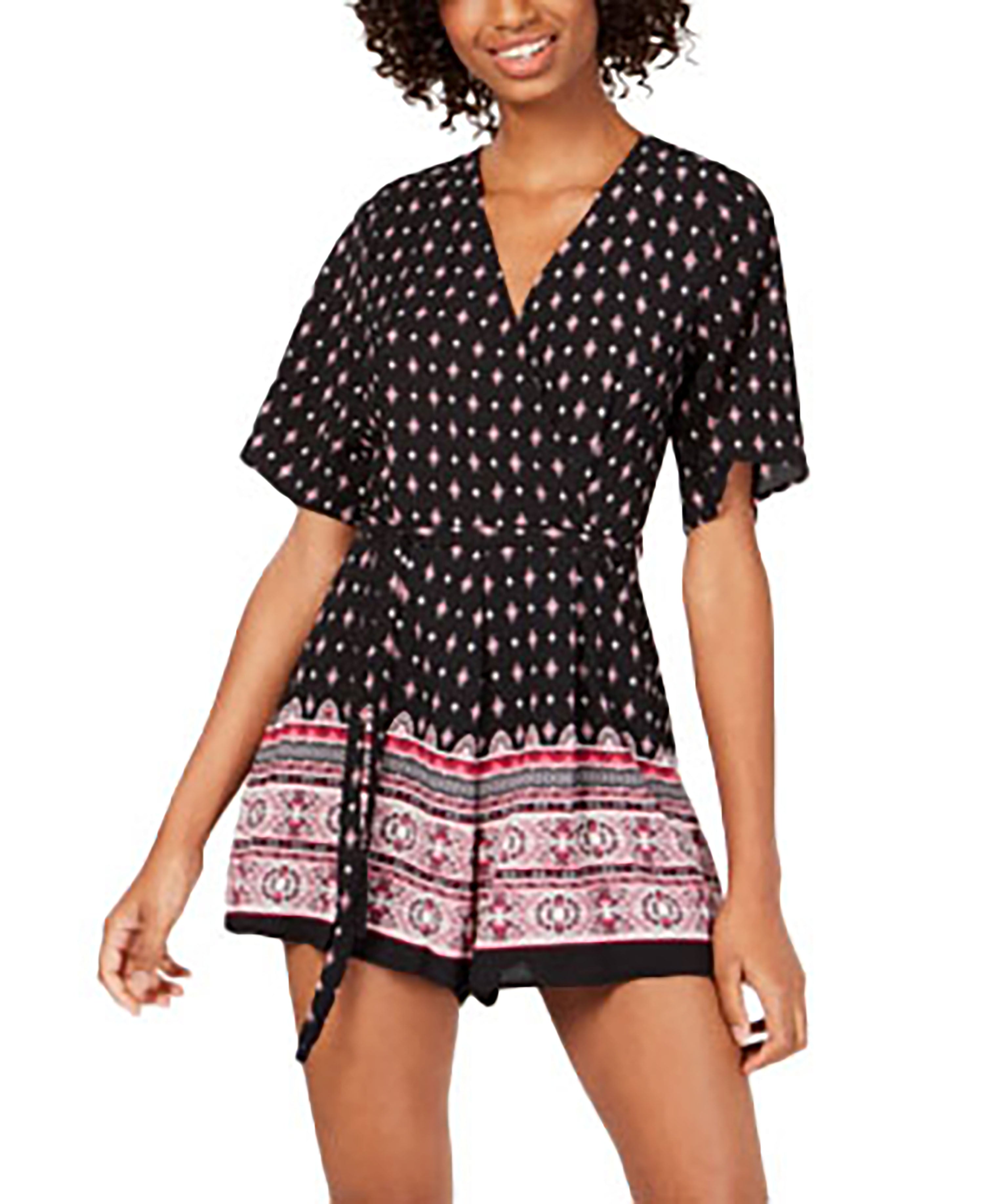 Juniors' Print Surplice Romper