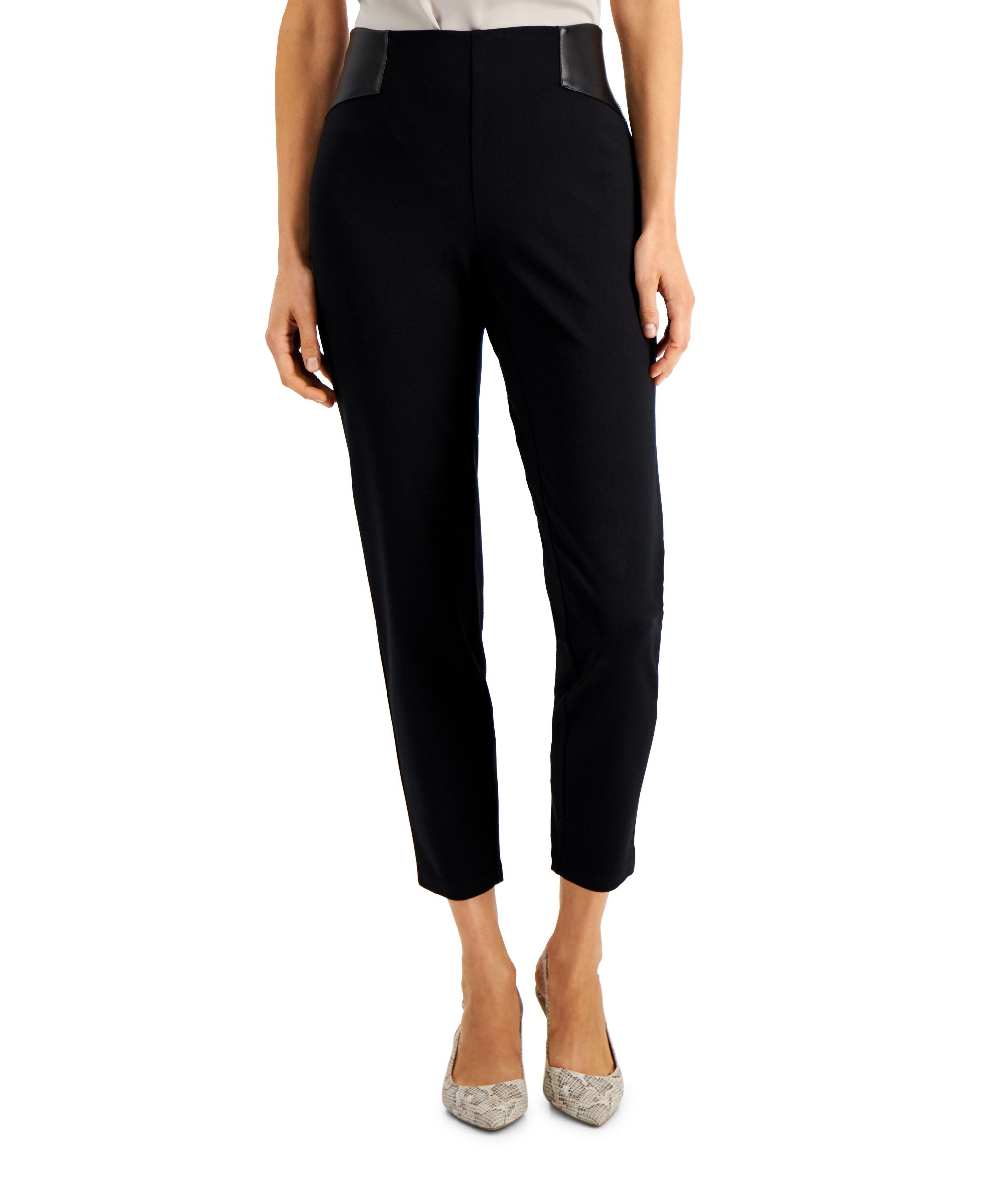 JM Collection Faux Leather Trim Pants