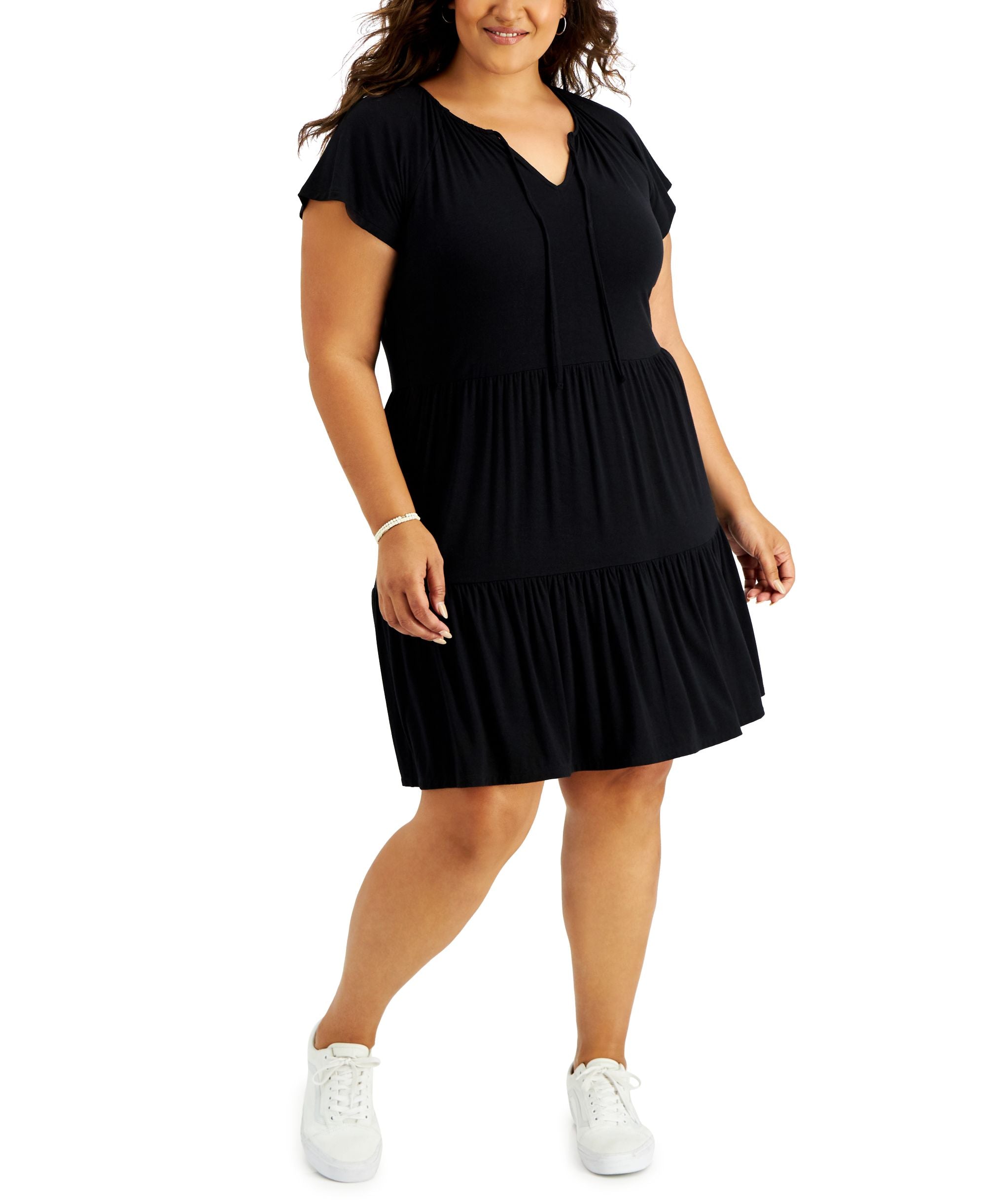 Style & Co Plus Size Flounce-Hem Dress