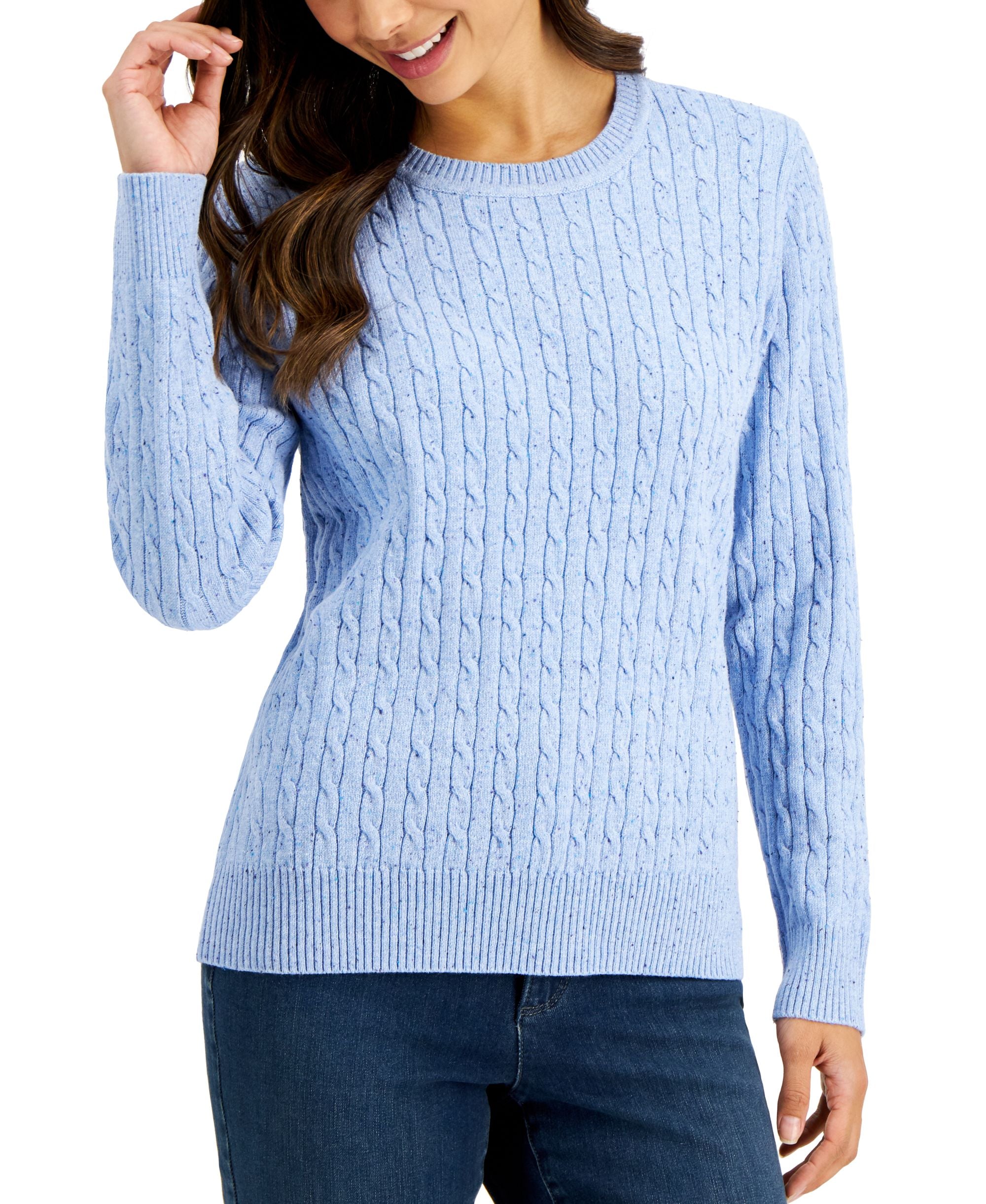 Karen Scott Petite Cable Knit Sweater