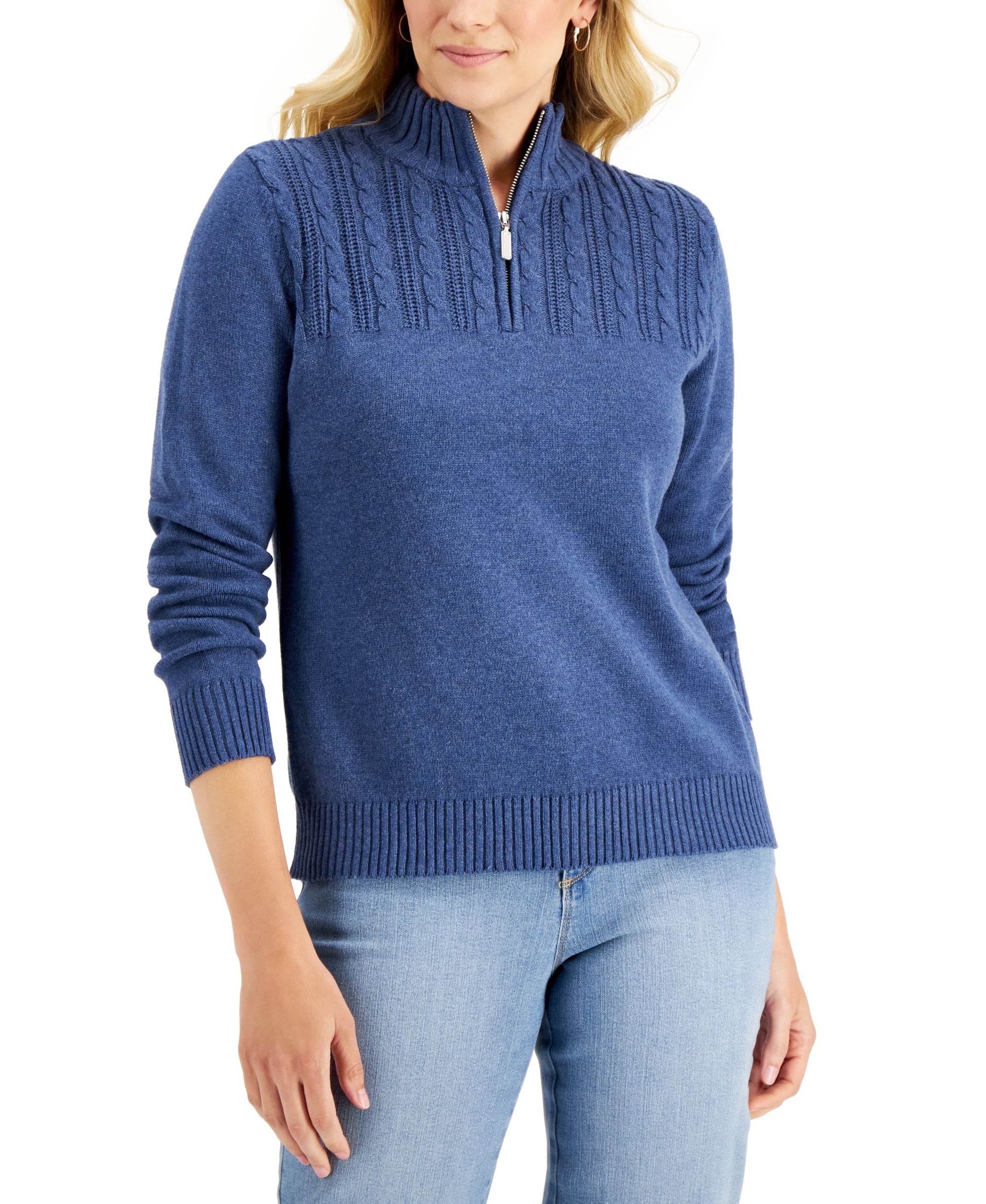 Hannah Quarter-Zip Cotton Sweater