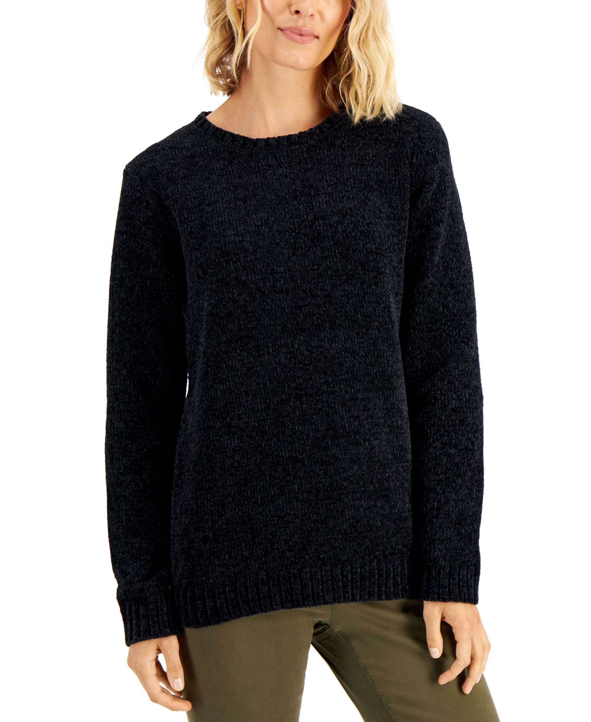 Karen Scott Petite Chenille Crewneck Sweater