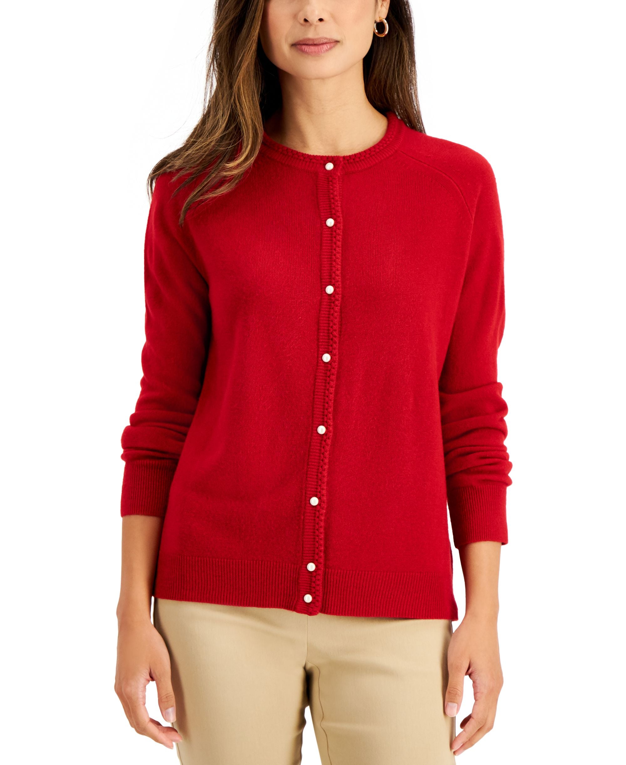 Karen Scott Pearlized Button Cardigan